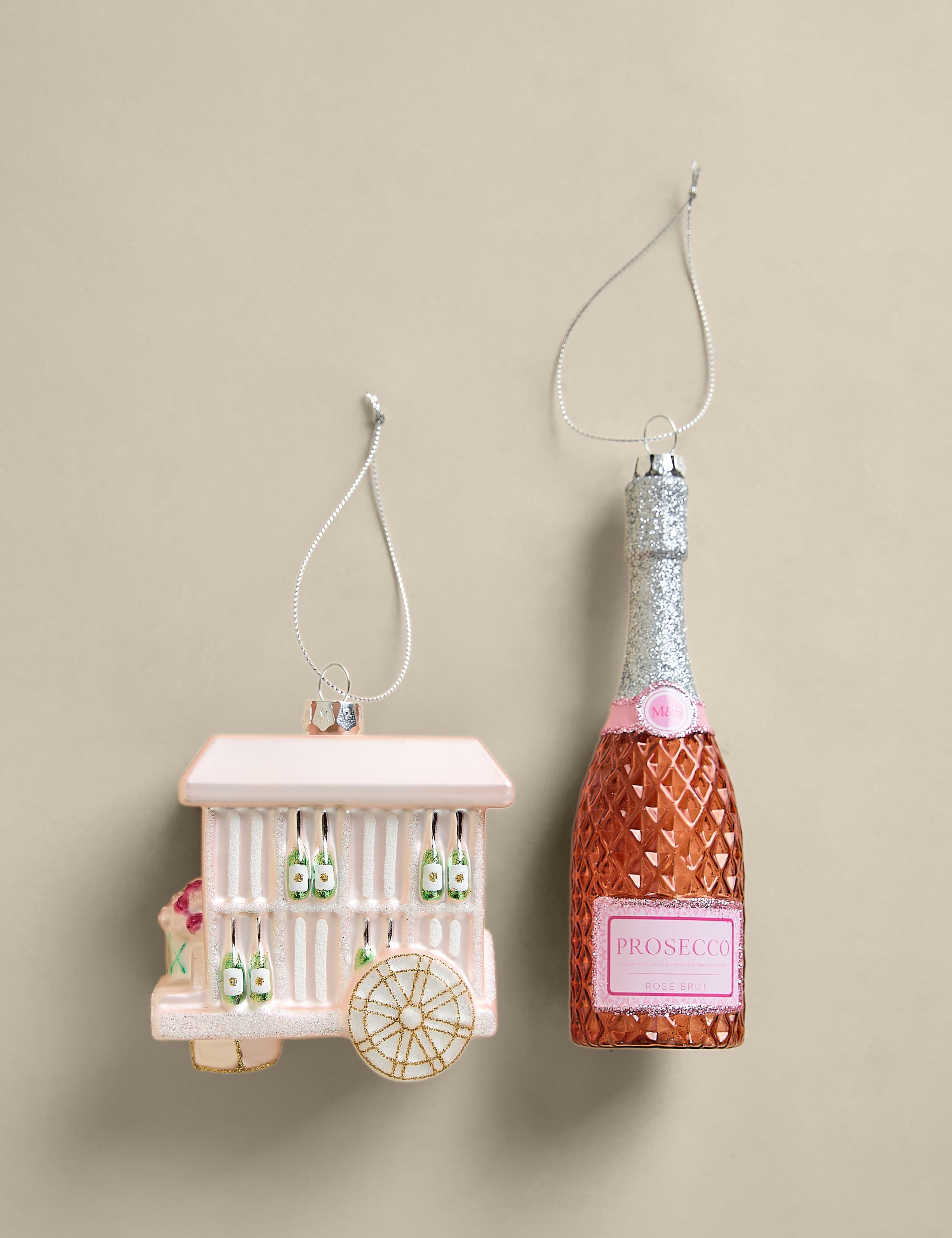 Set of 2 Prosecco And Cart Baubles