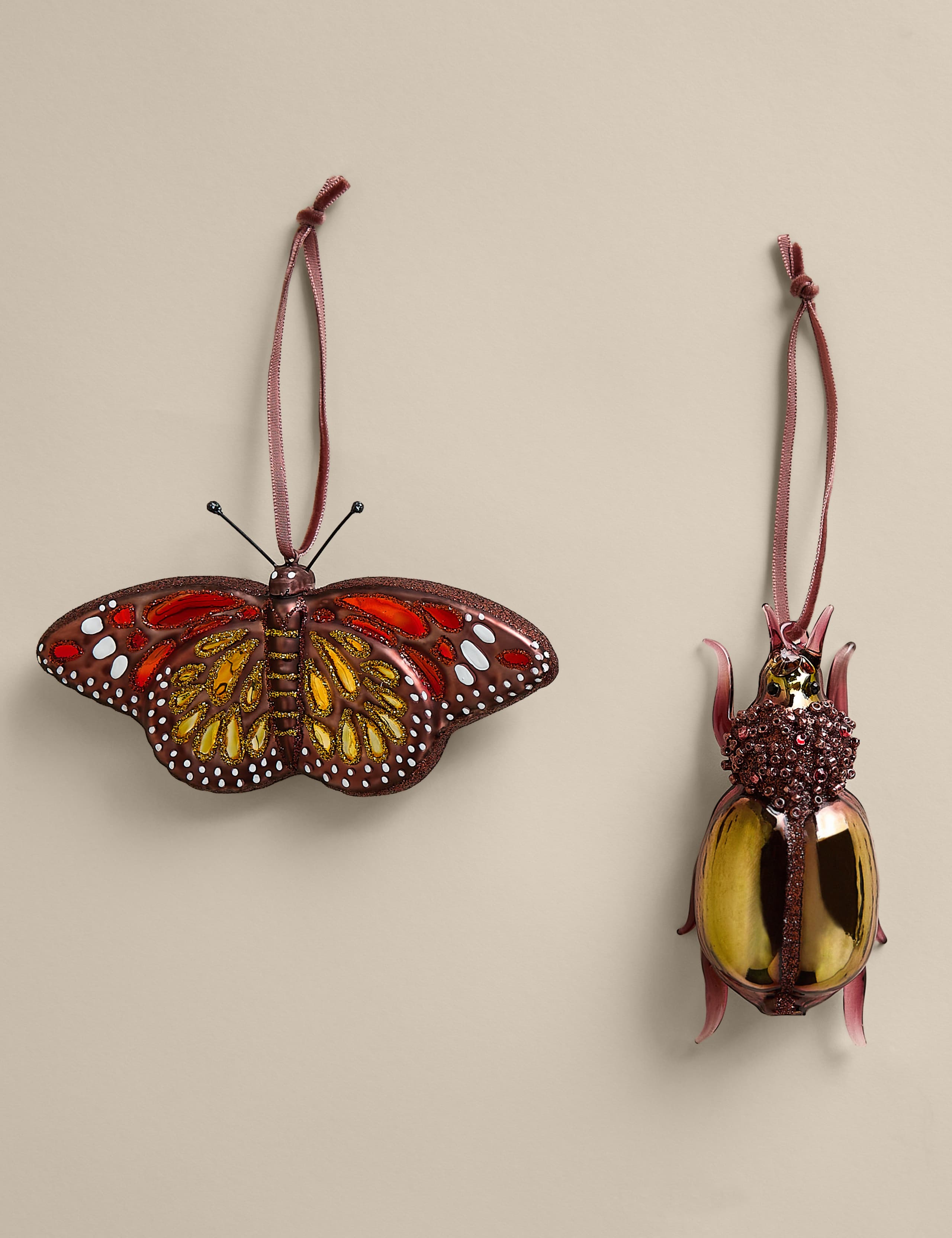 2 Pack Glass Insect Decorations