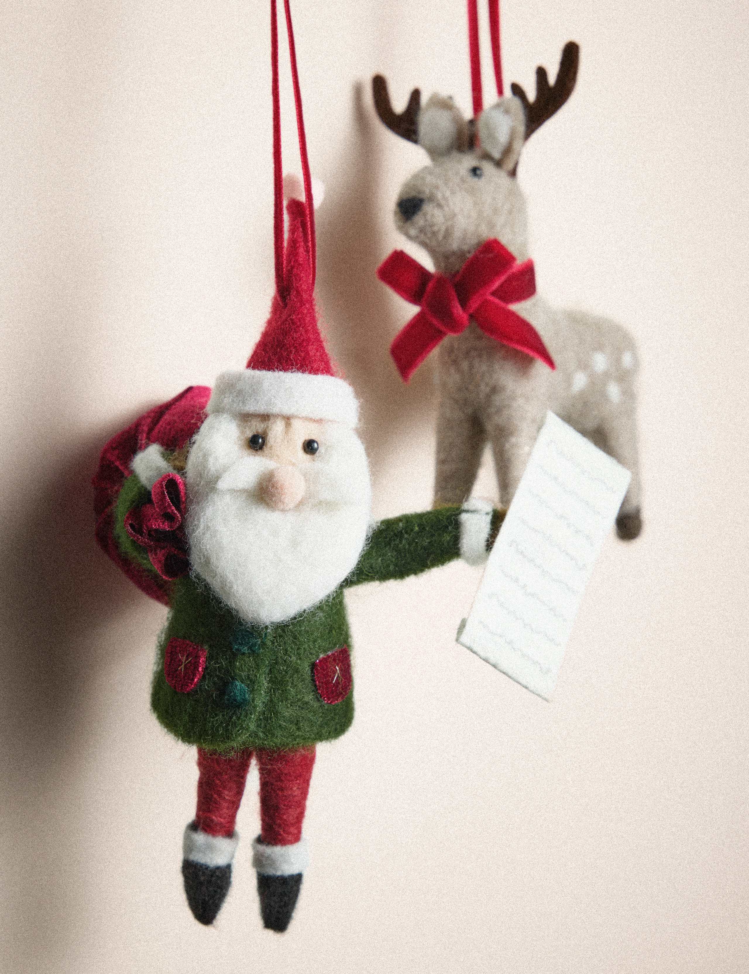 2 Pack Felt Father Christmas Hanging Ornaments