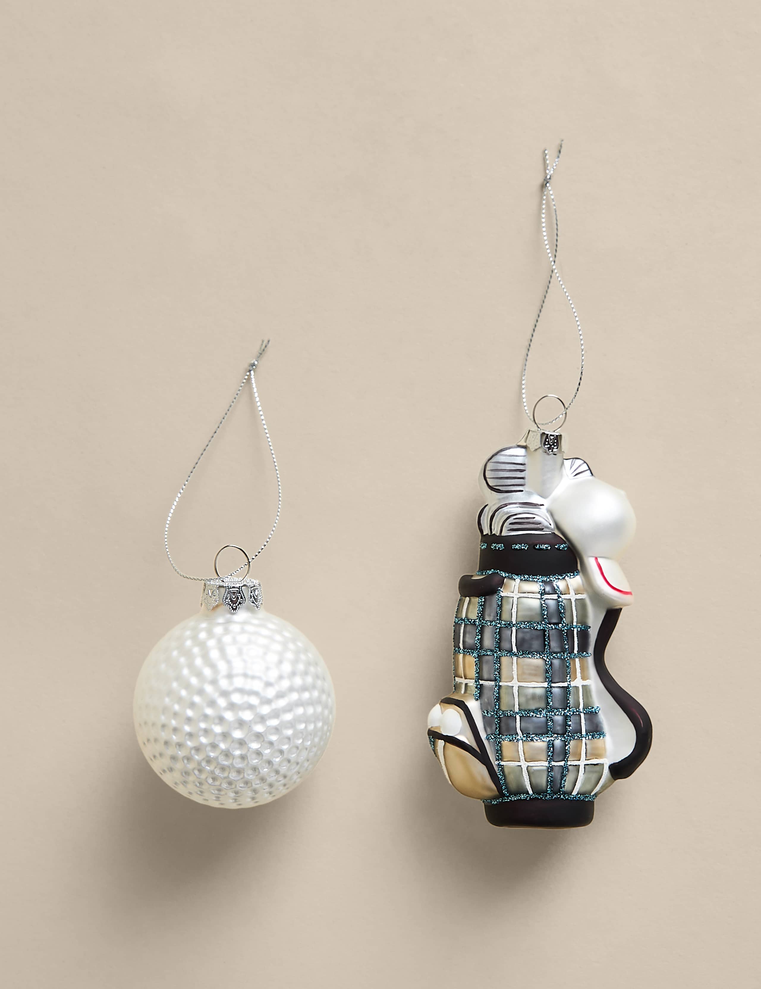 2 Pack Glass Hanging Golf Decorations