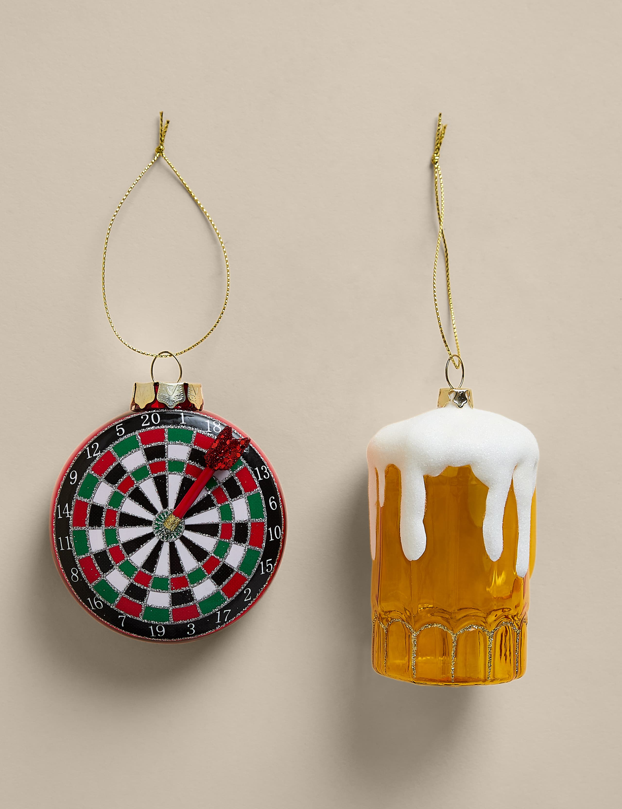 2 Pack Glass Hanging Dart Decorations