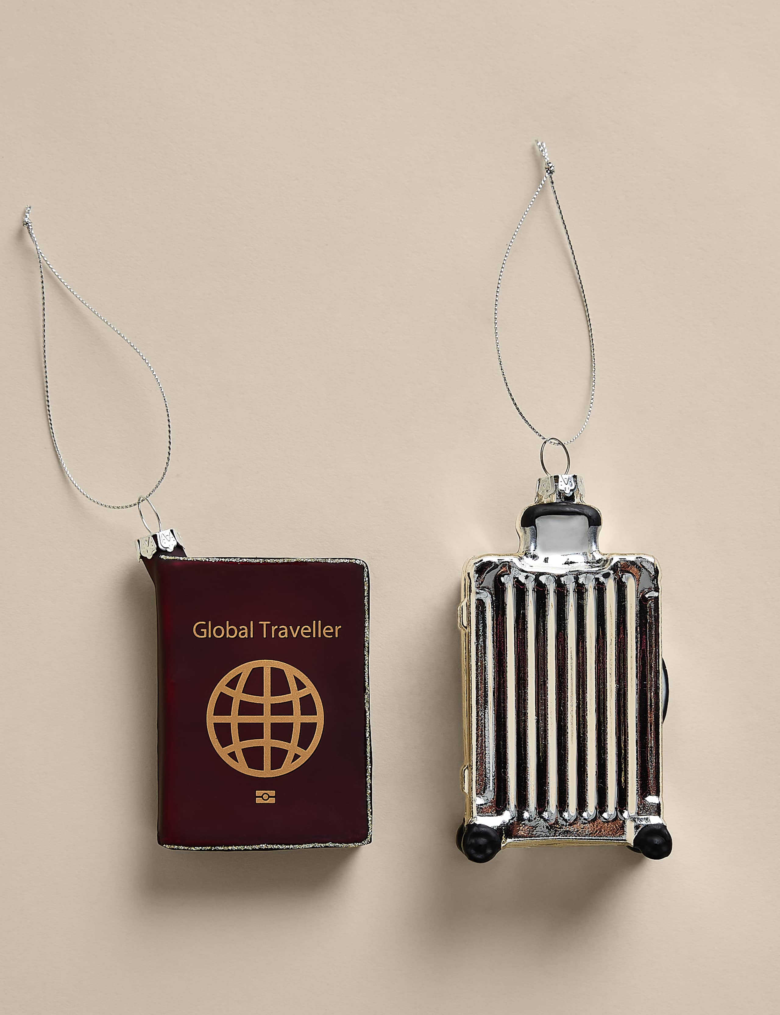 2 Pack Glass Hanging Travel Tree Decorations