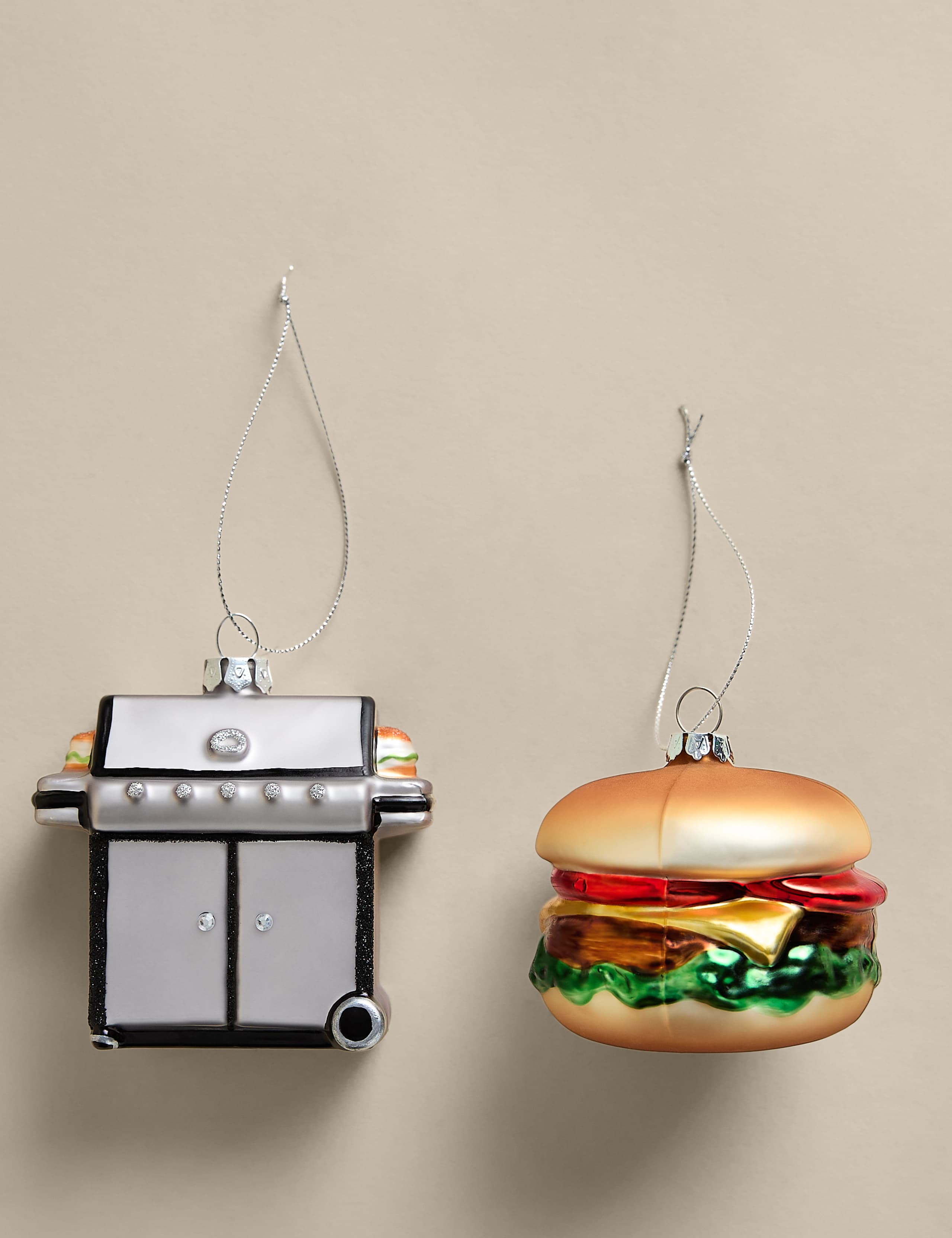 2 Pack Glass Hanging BBQ Decorations