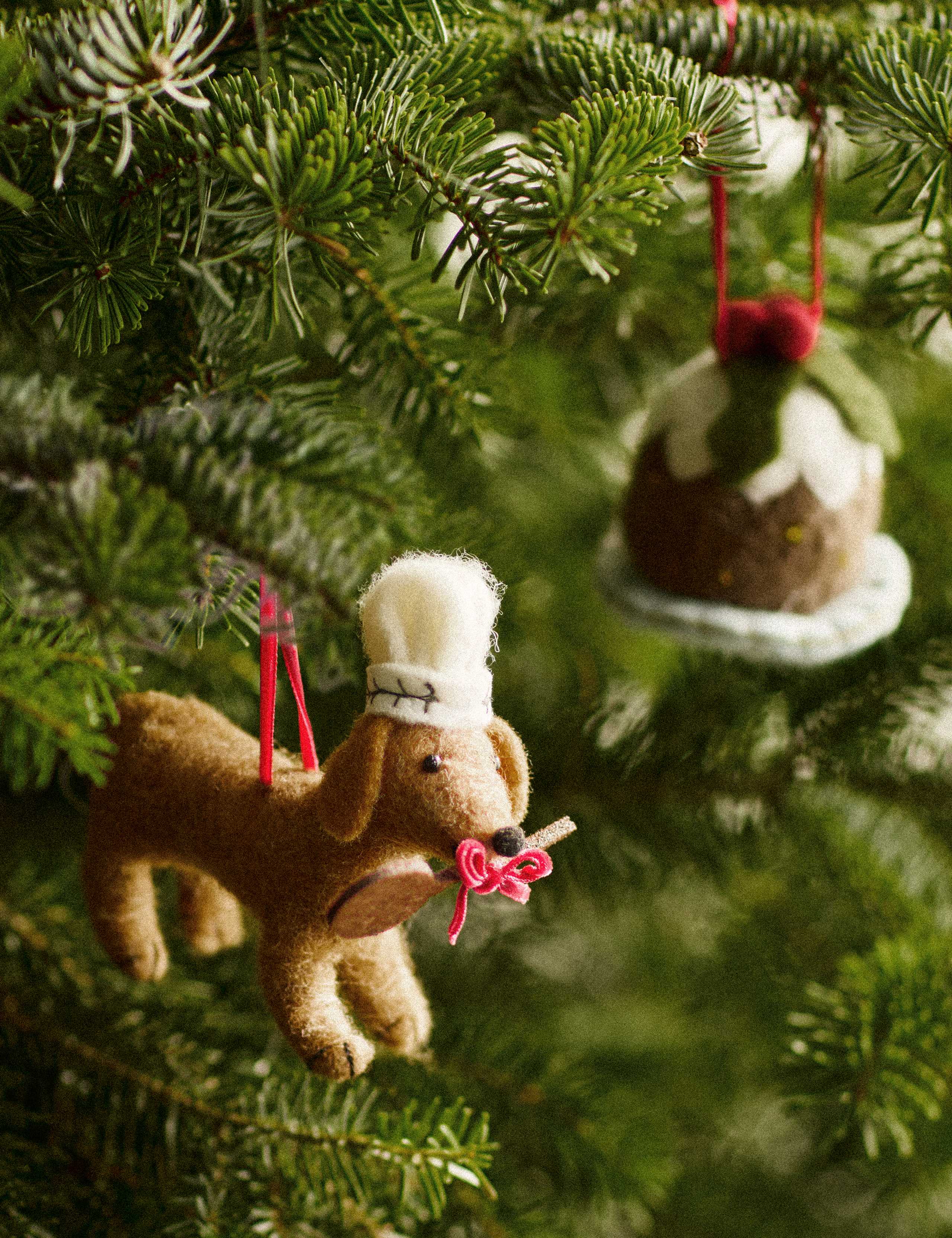 2 Pack Felt Hanging Dog Tree Decorations