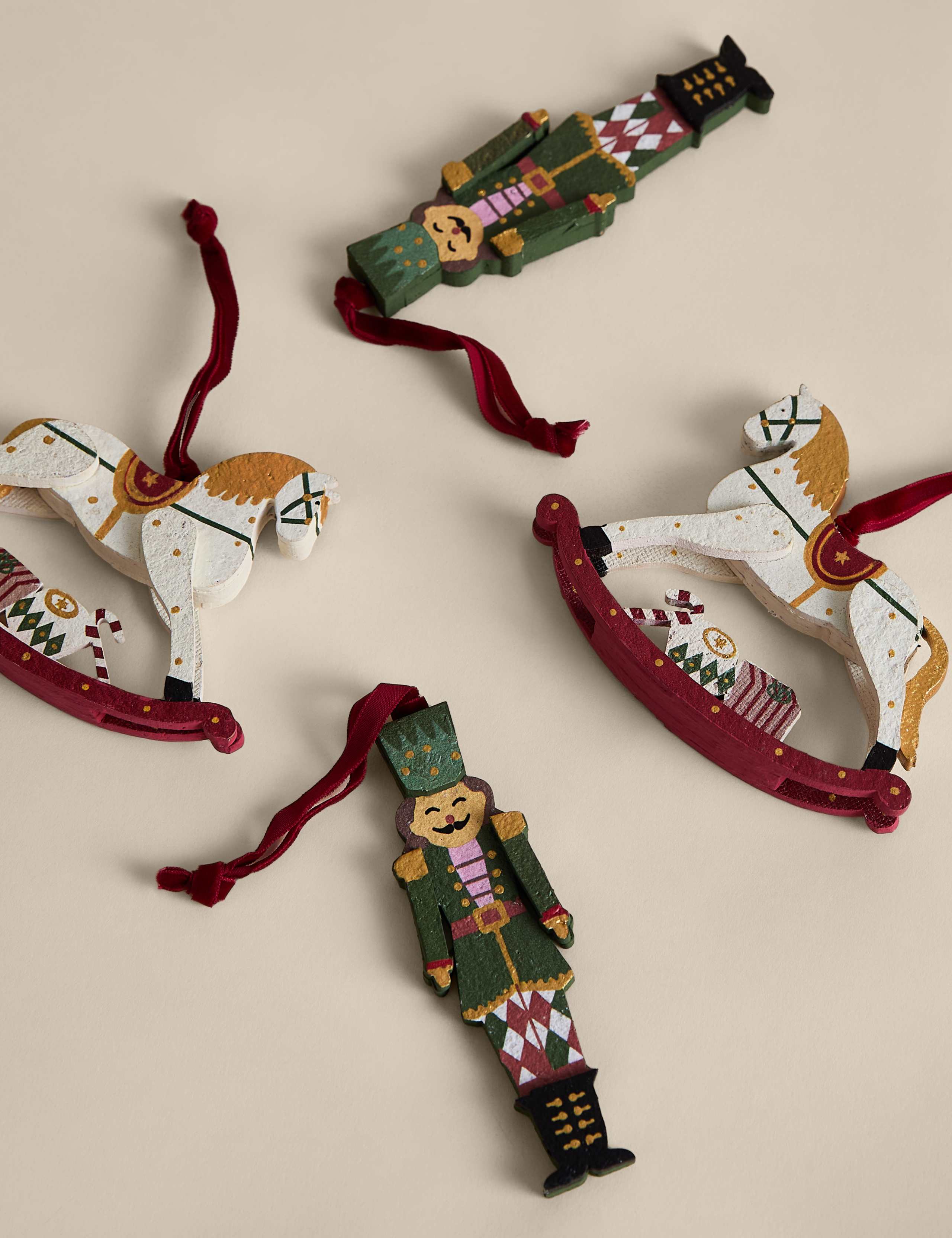 4 Pack Hanging Nutcracker and Horse Decorations