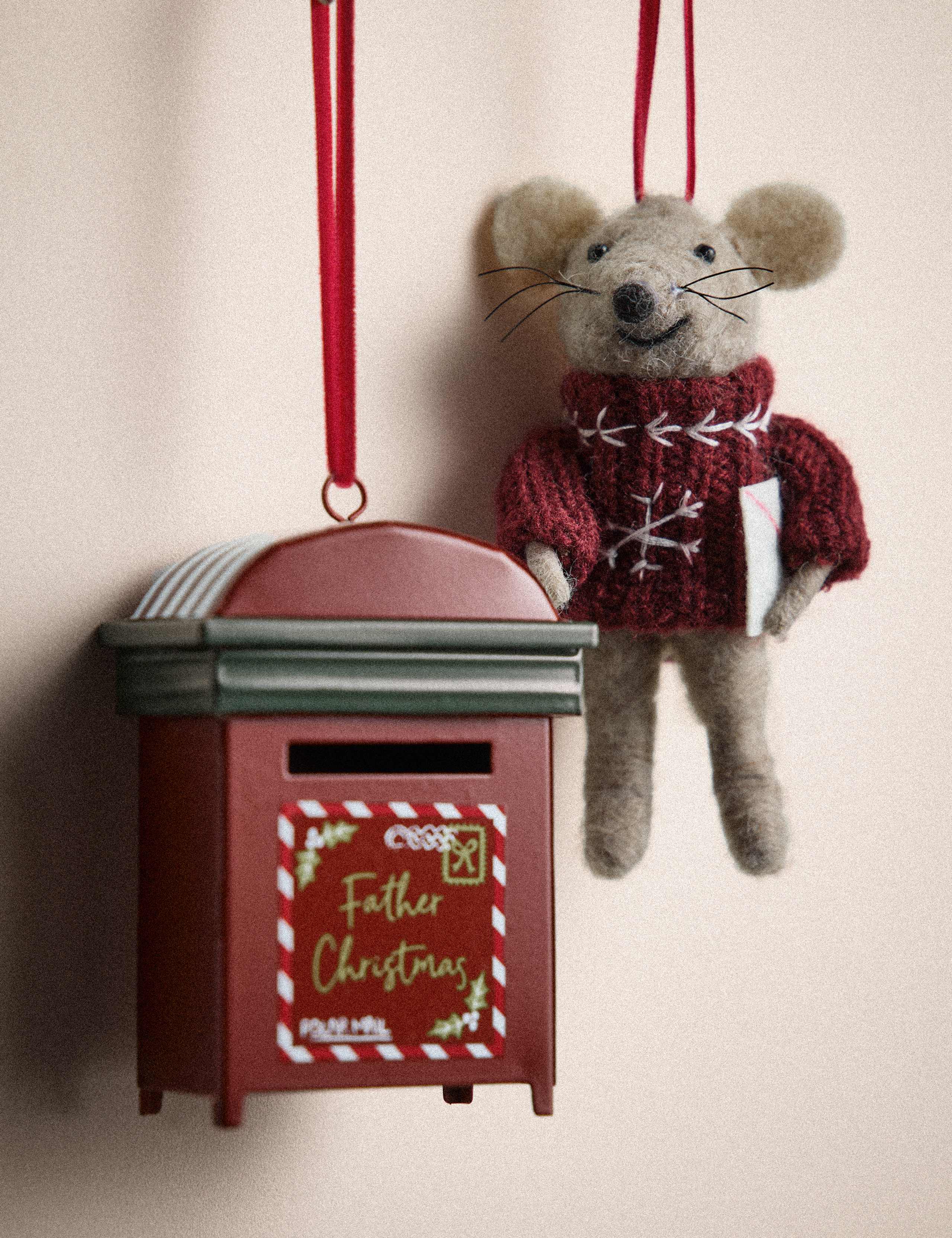 2pk Felt Mouse and Letterbox Decorations