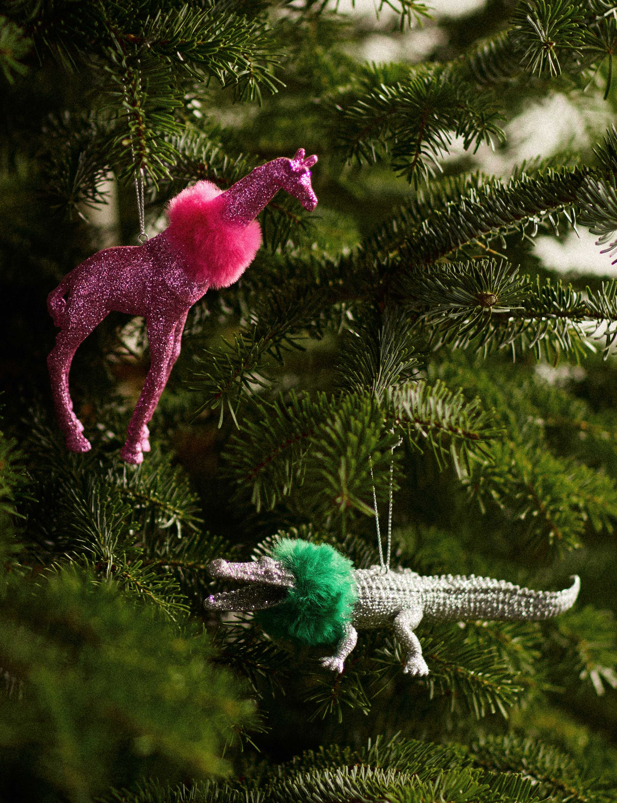 2 Pack Glitter Animals Hanging Decorations