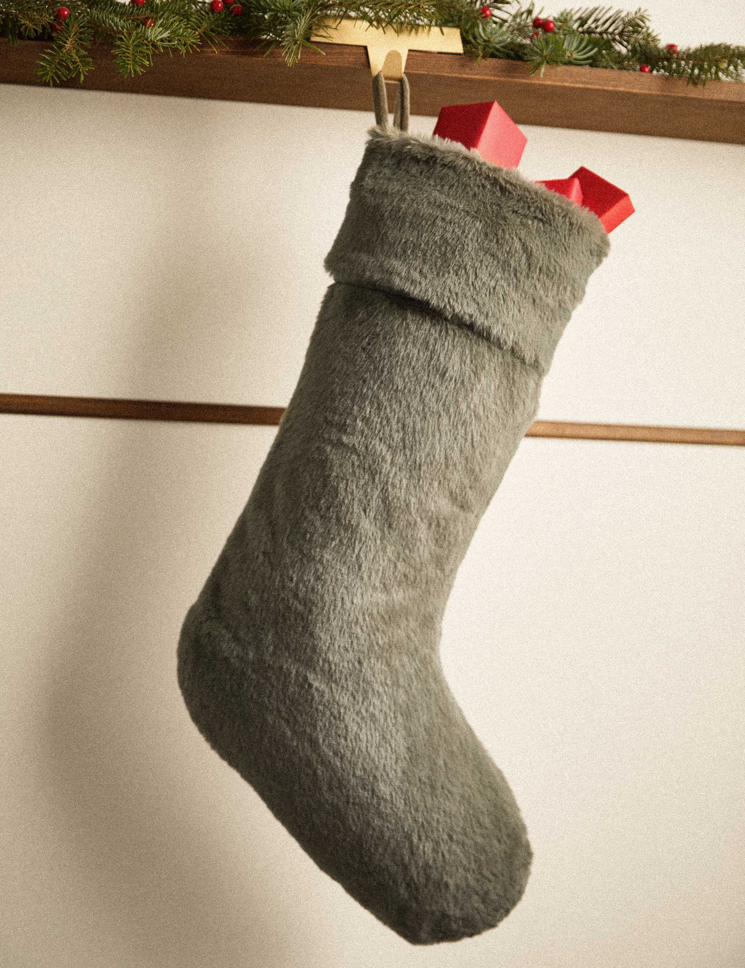 Faux Fur Hanging Stocking