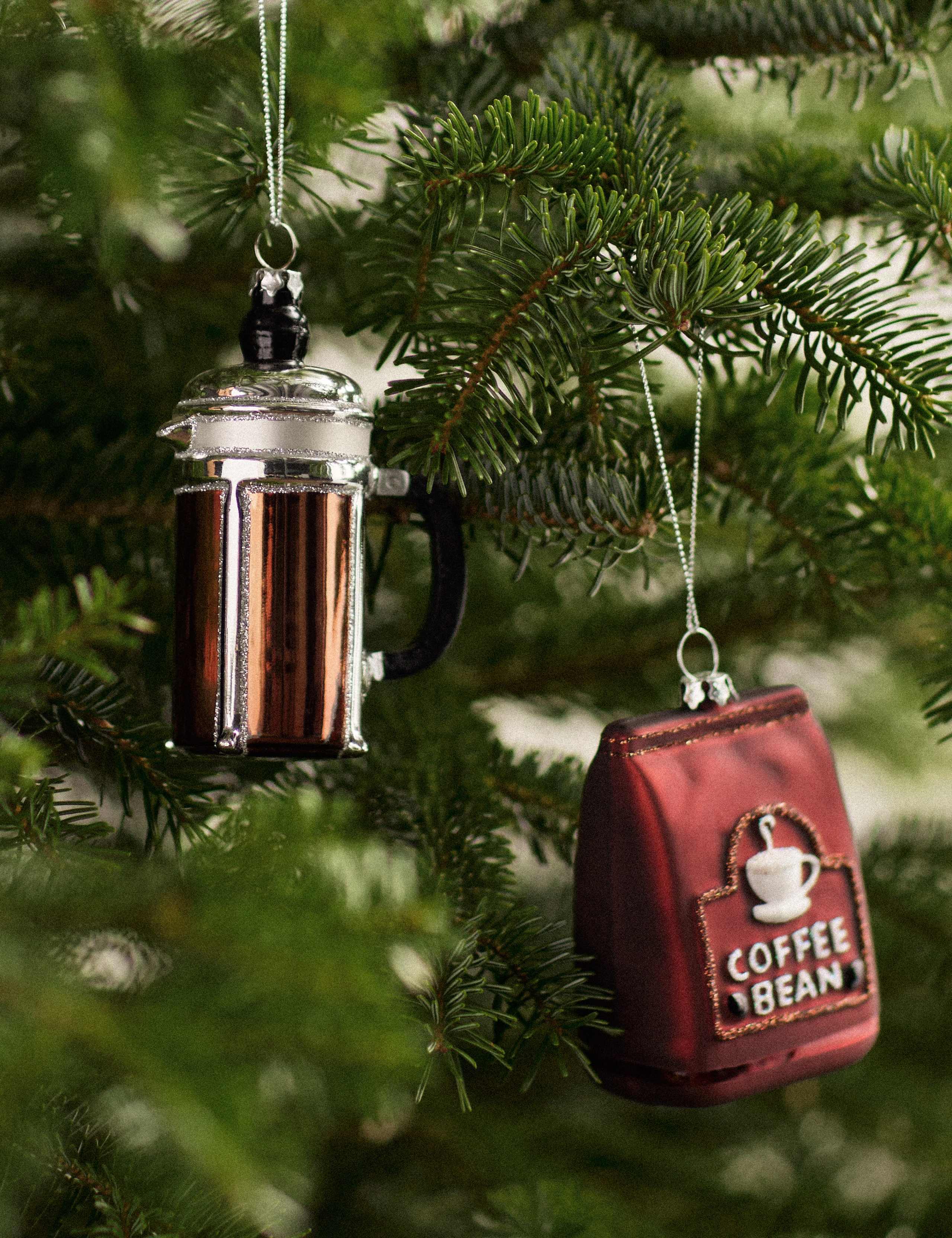 2 Pack Glass Hanging Coffee Decorations