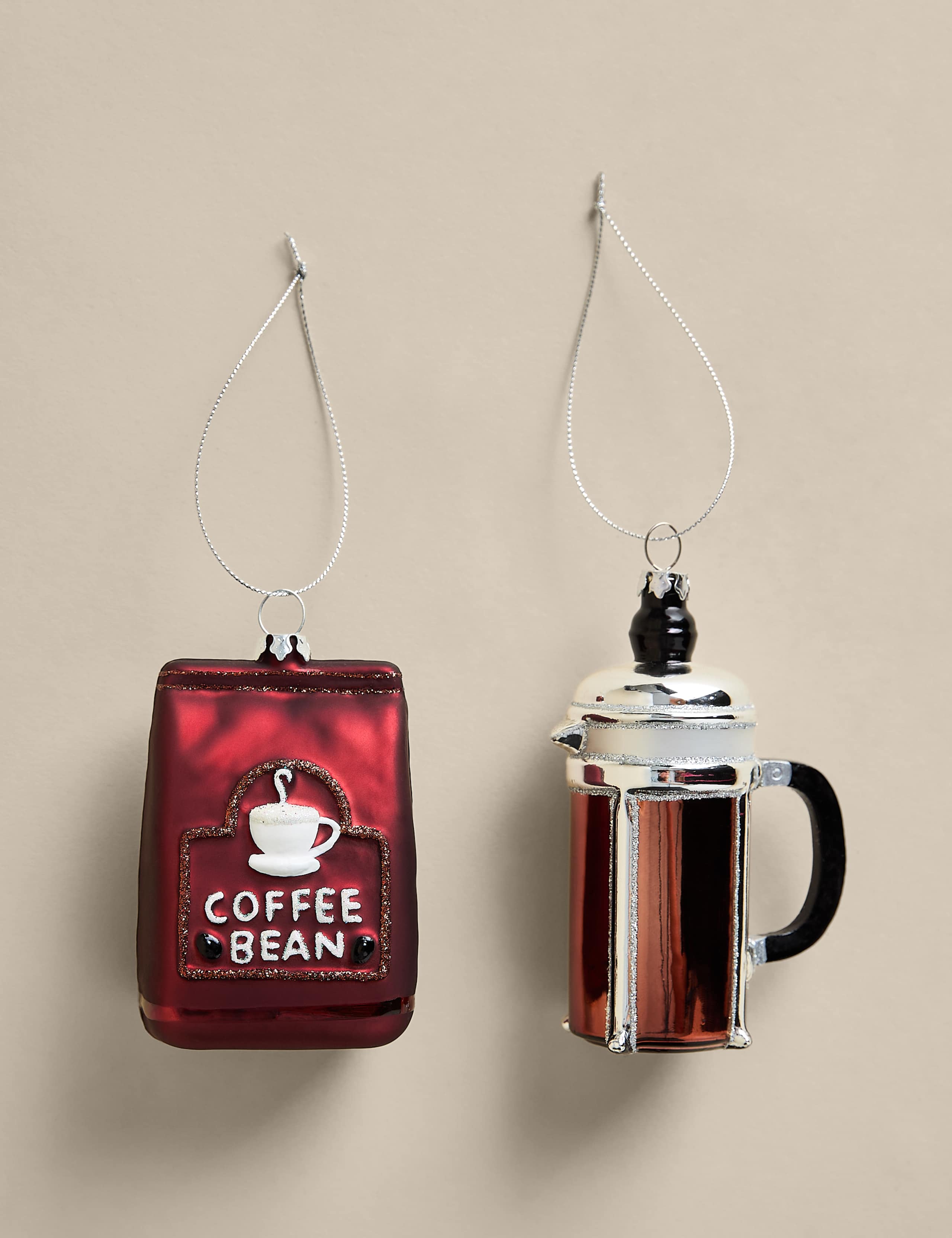 2 Pack Glass Hanging Coffee Decorations