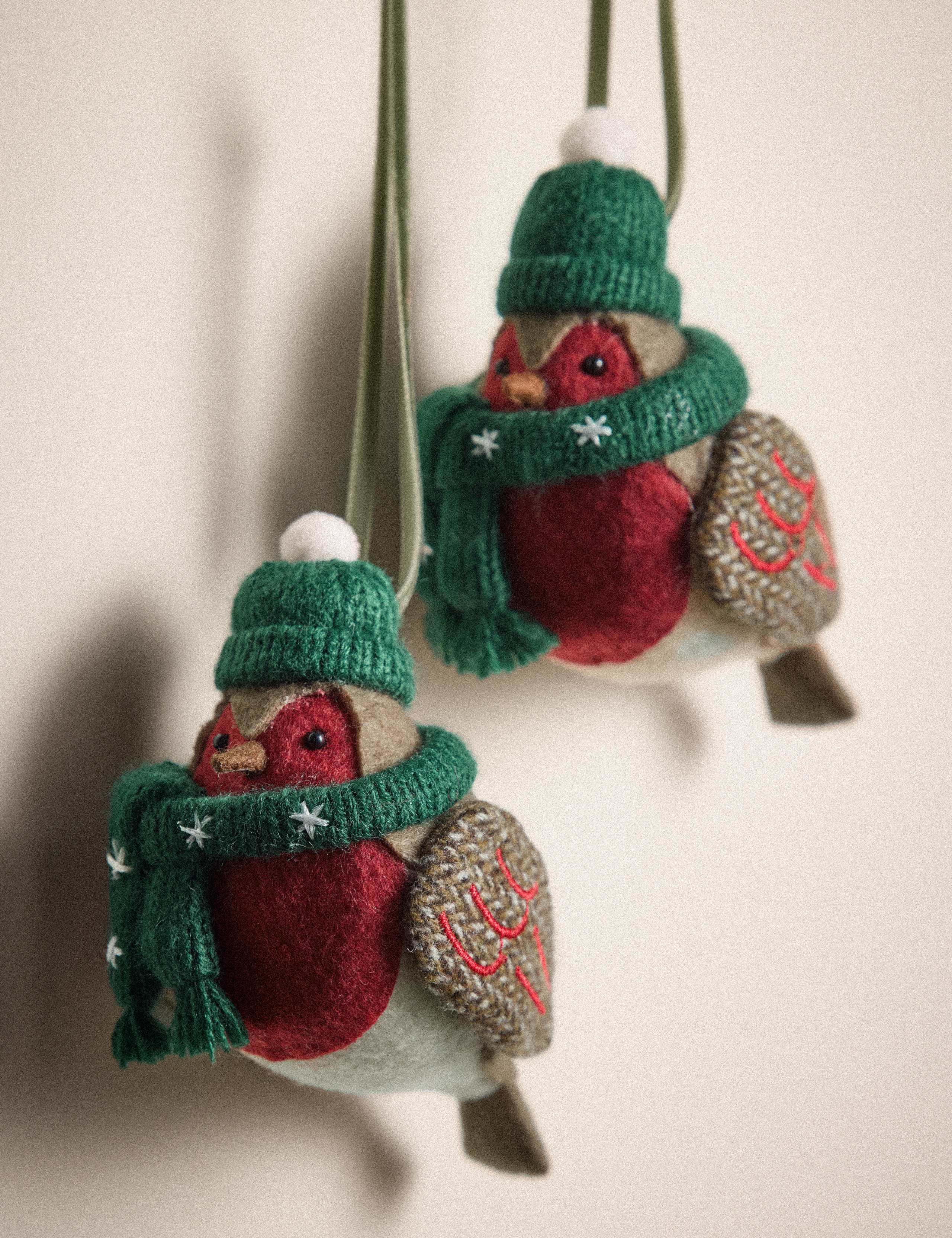 2 Pack Felt Robin Hanging Decorations