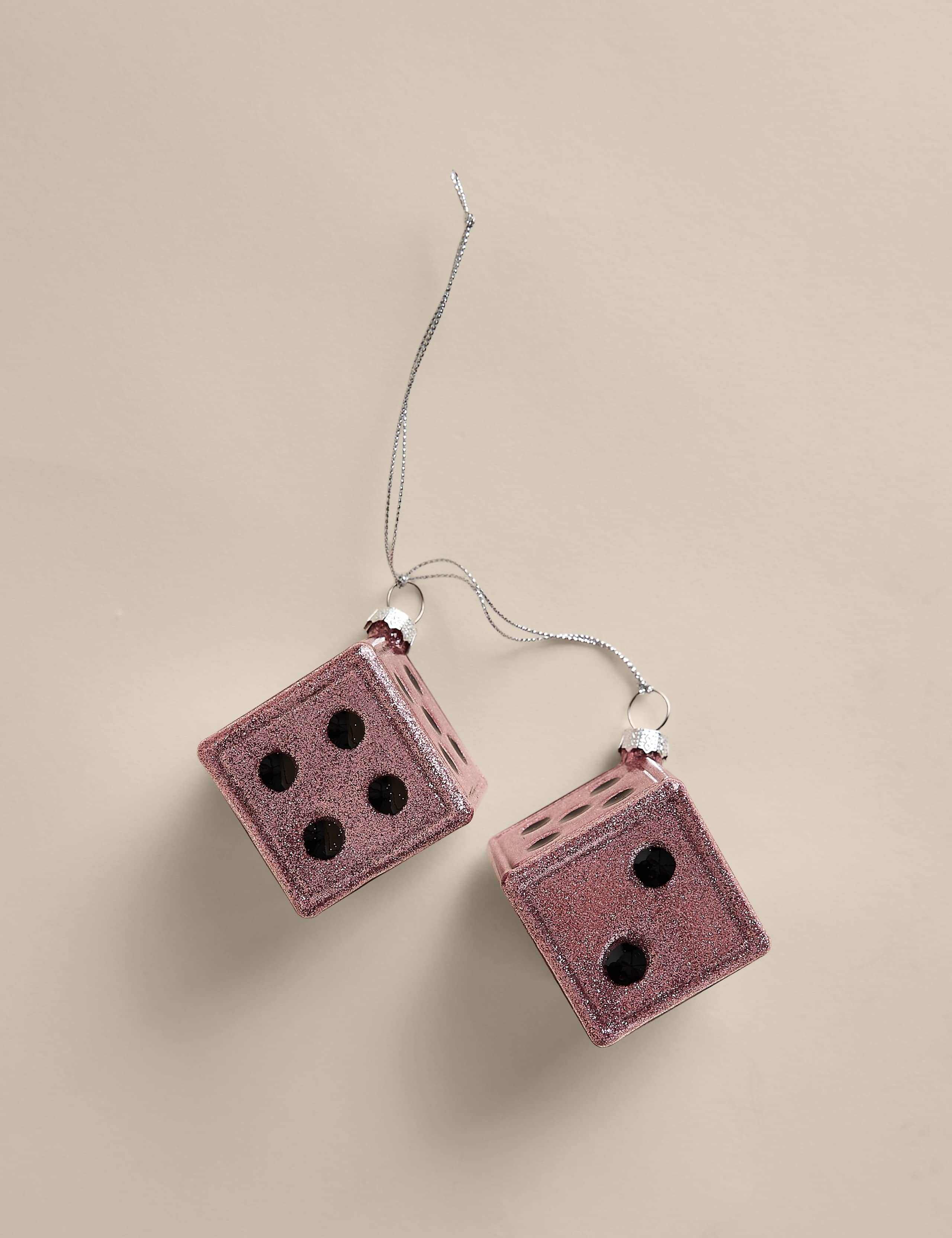 Pink Glass Hanging Cascading Dice Decoration