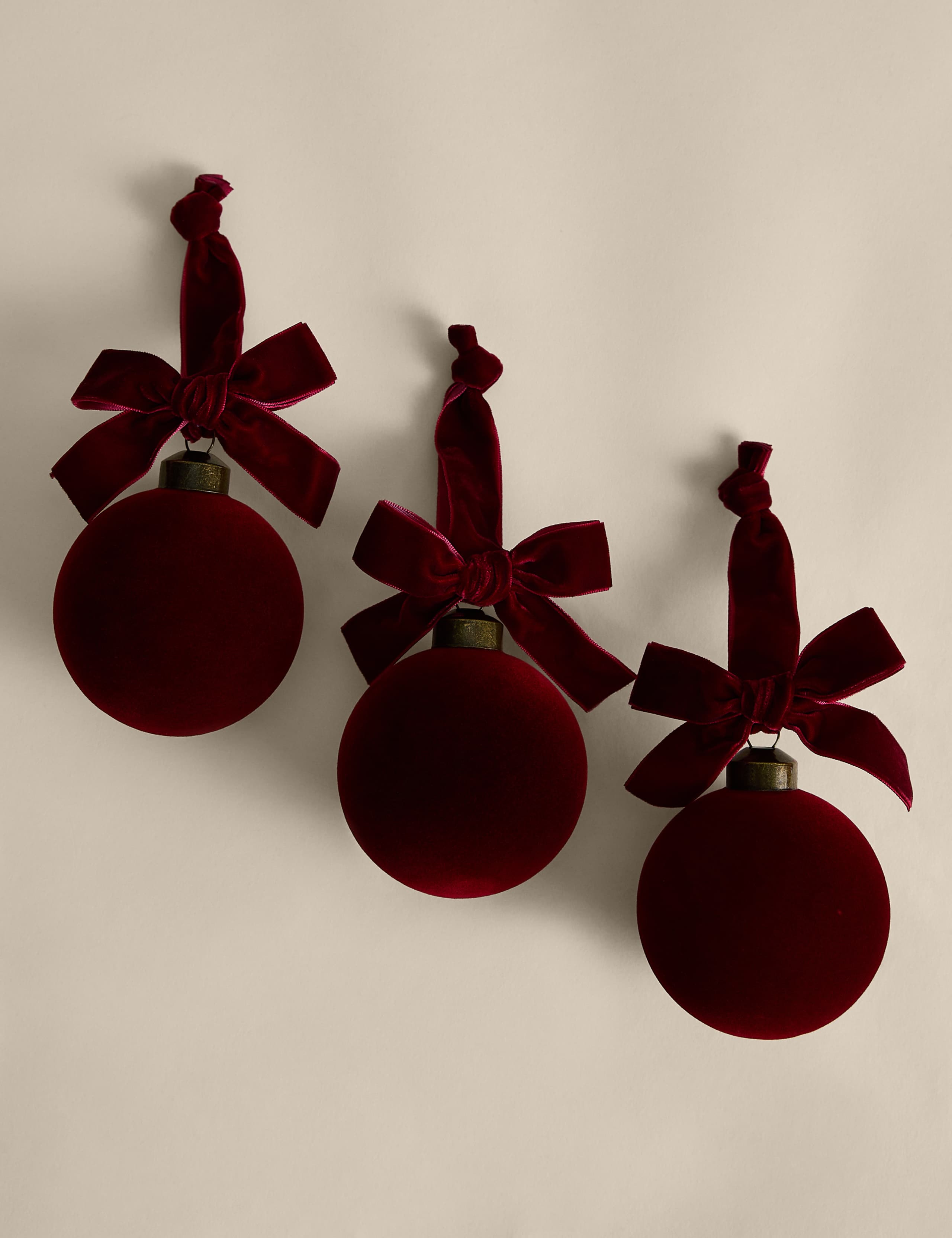 3 Pack Large Velvet Glass Baubles