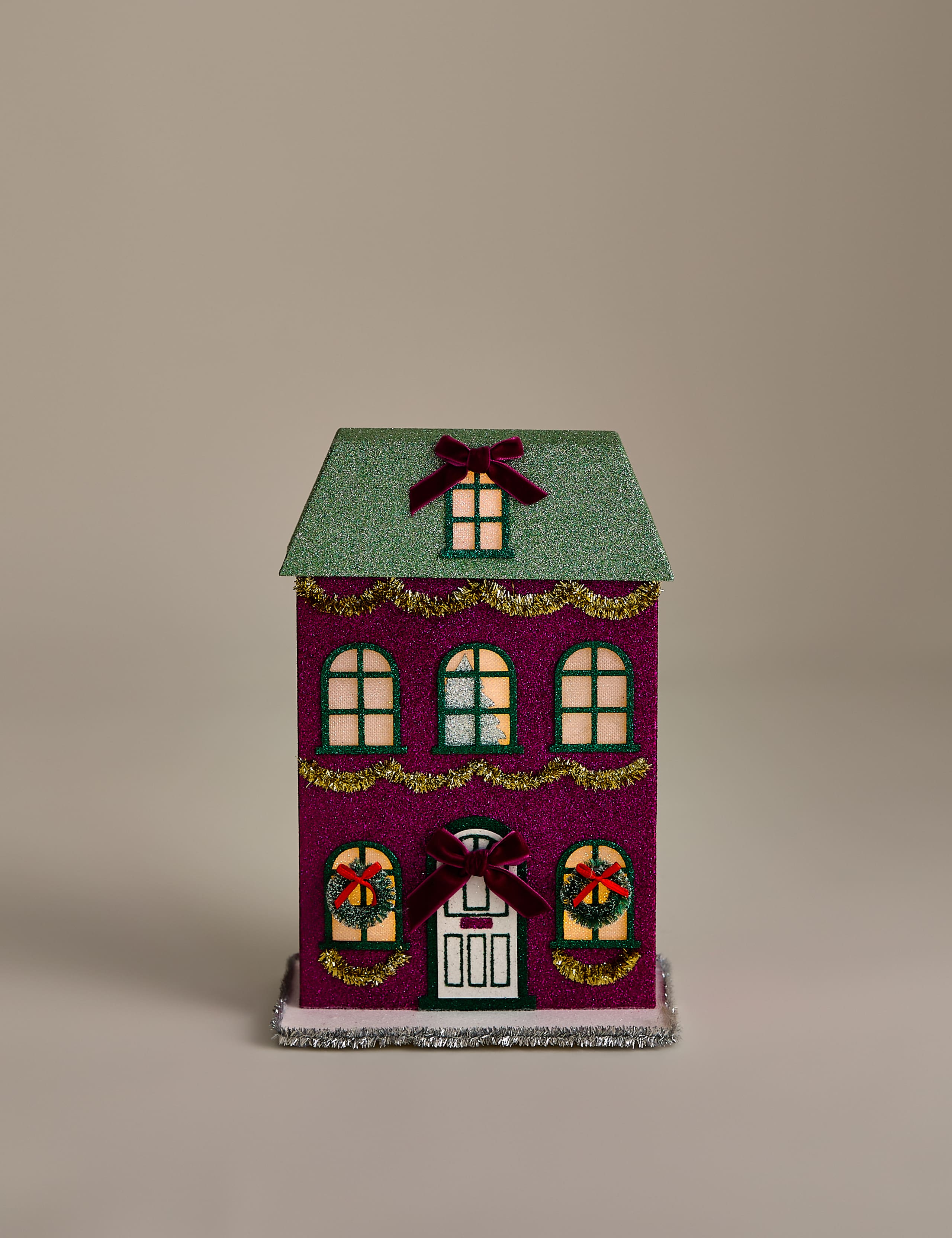 Multicoloured Paper Glitter Light Up House
