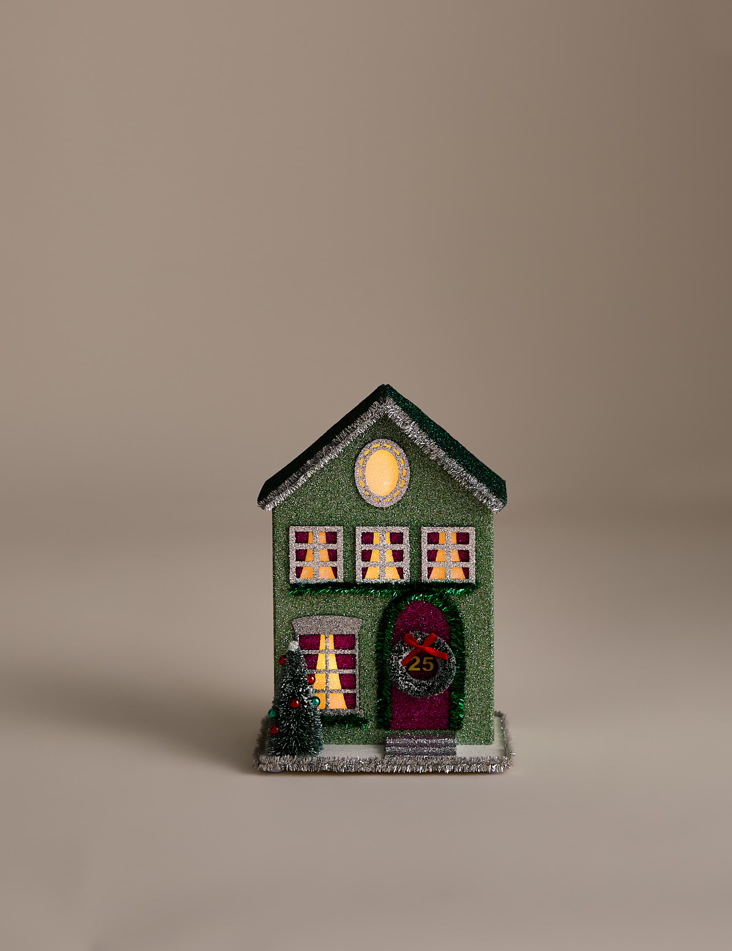 Multicoloured Paper Glitter Light Up House