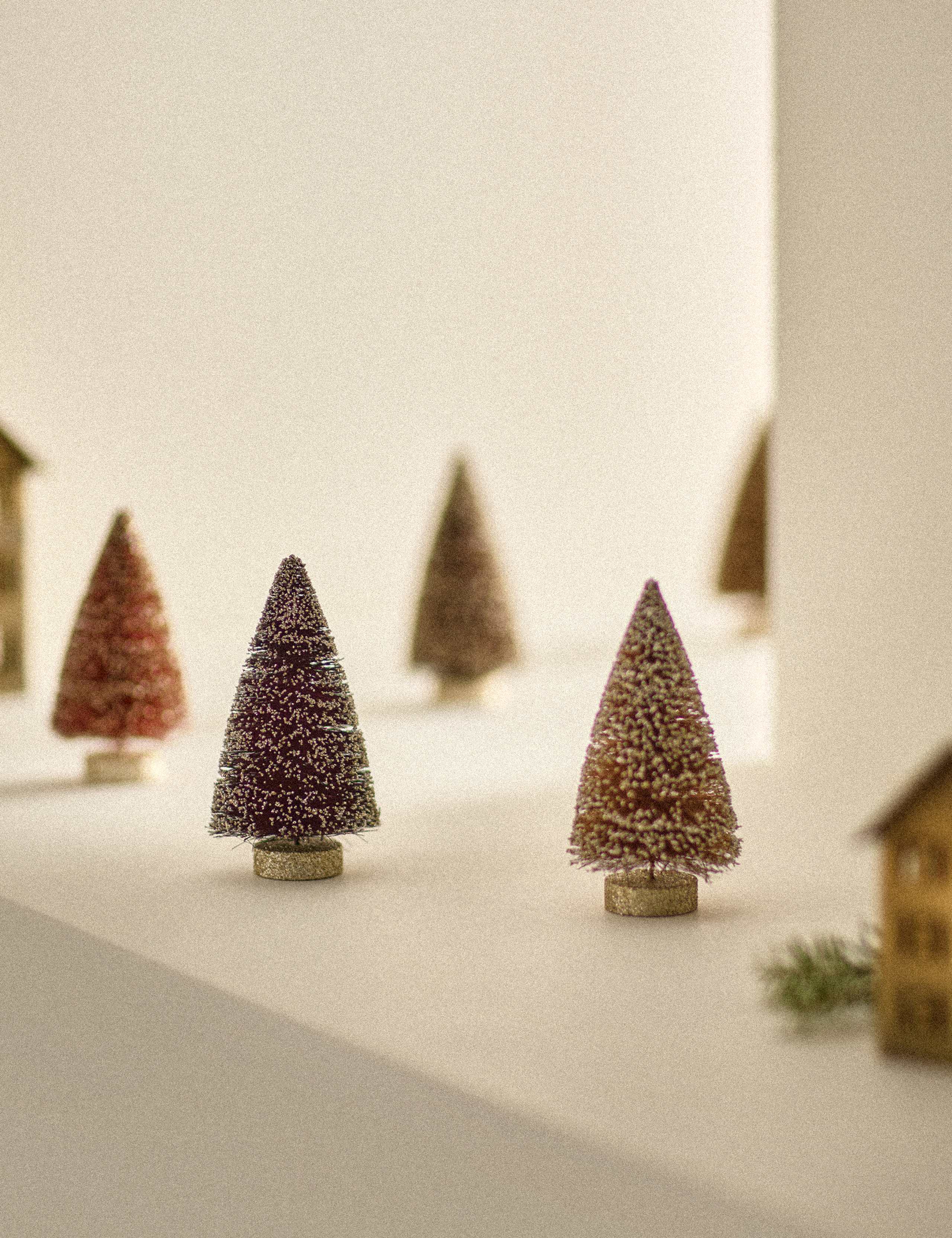 Set of 5 Mini Bristle Tree Decorations