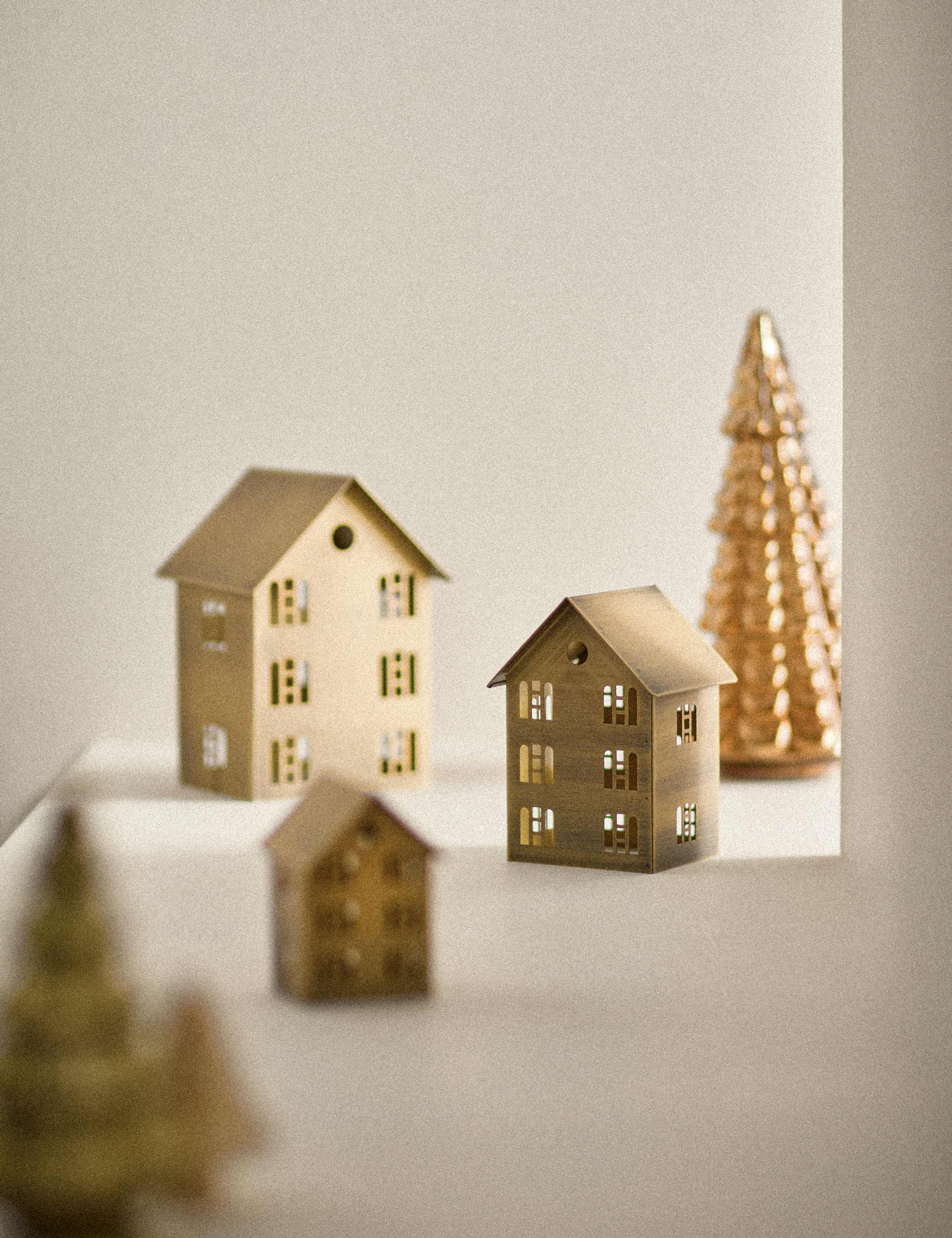 3 Pack Brass Nesting House Decorations