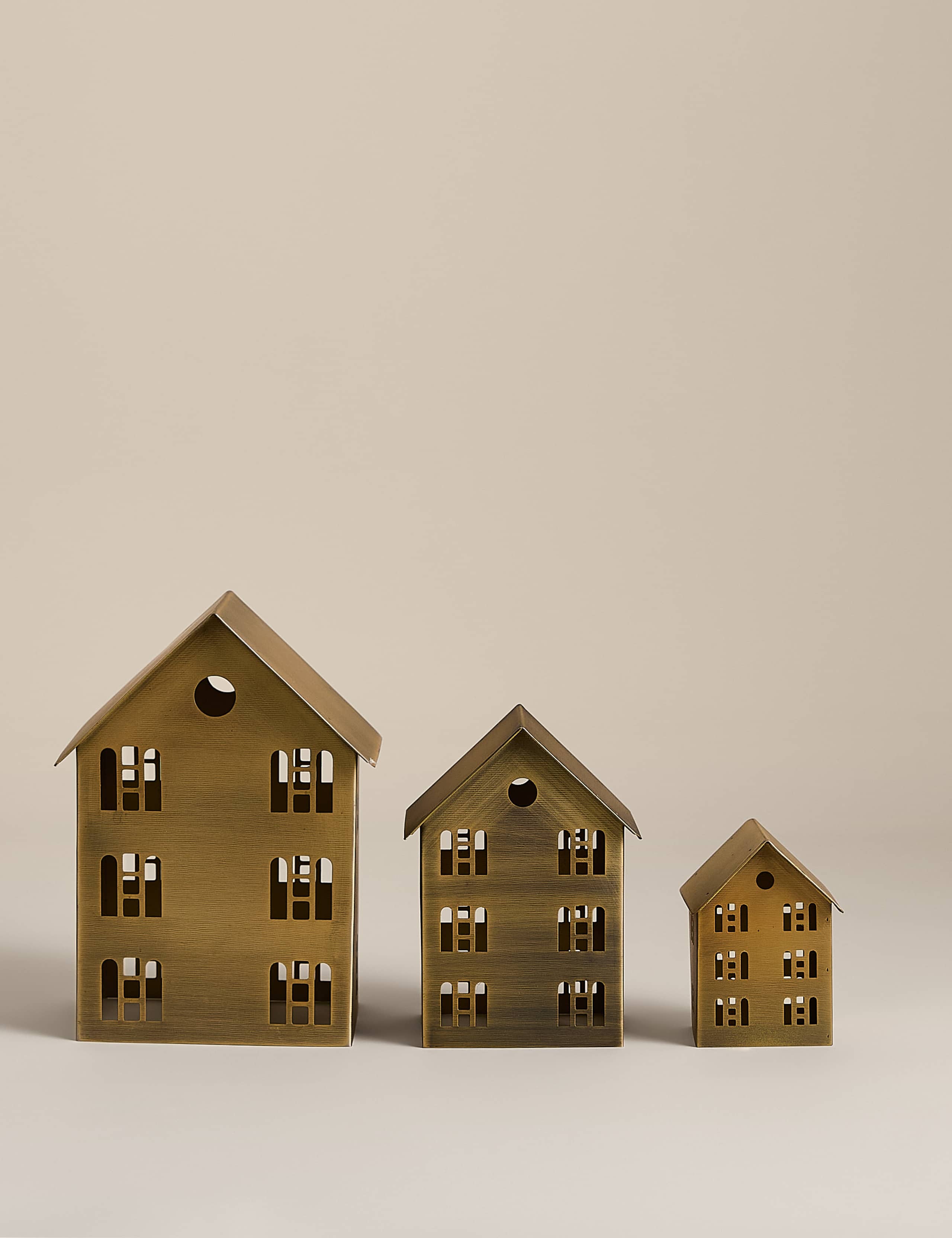 3 Pack Brass Nesting House Decorations