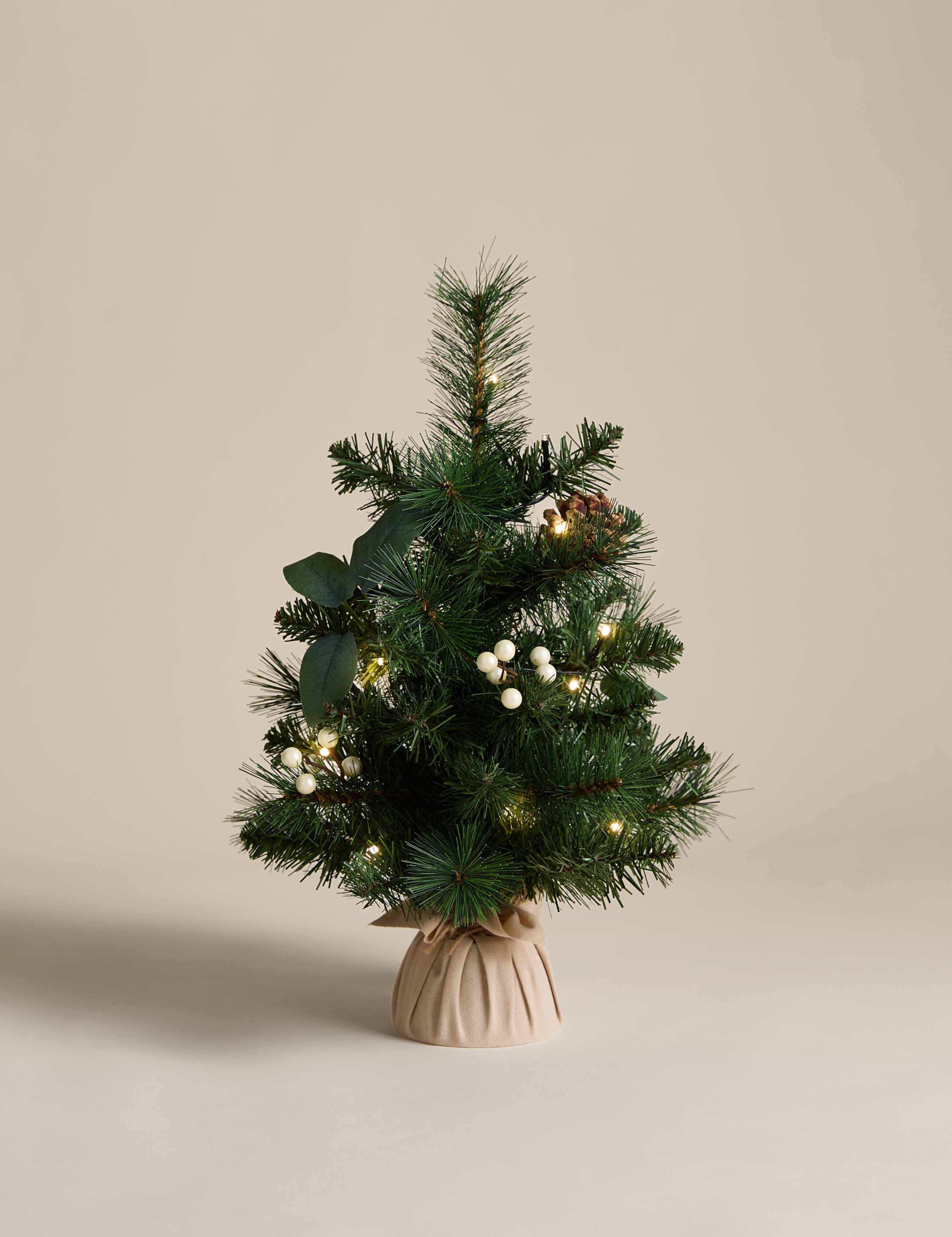 1.5ft Pre-Lit White Berries Christmas Tree