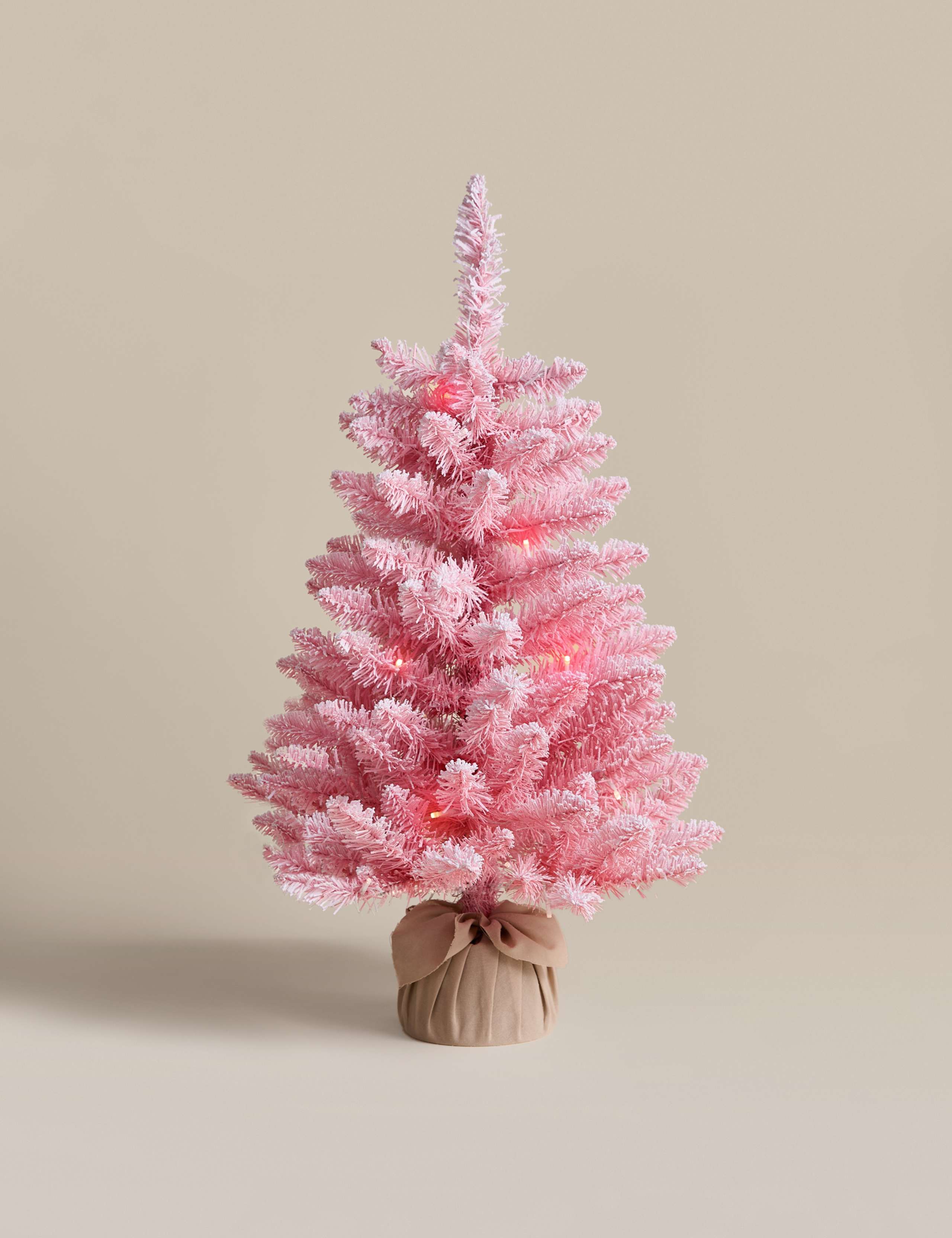 3ft Pre-Lit Pink Snowy Christmas Tree