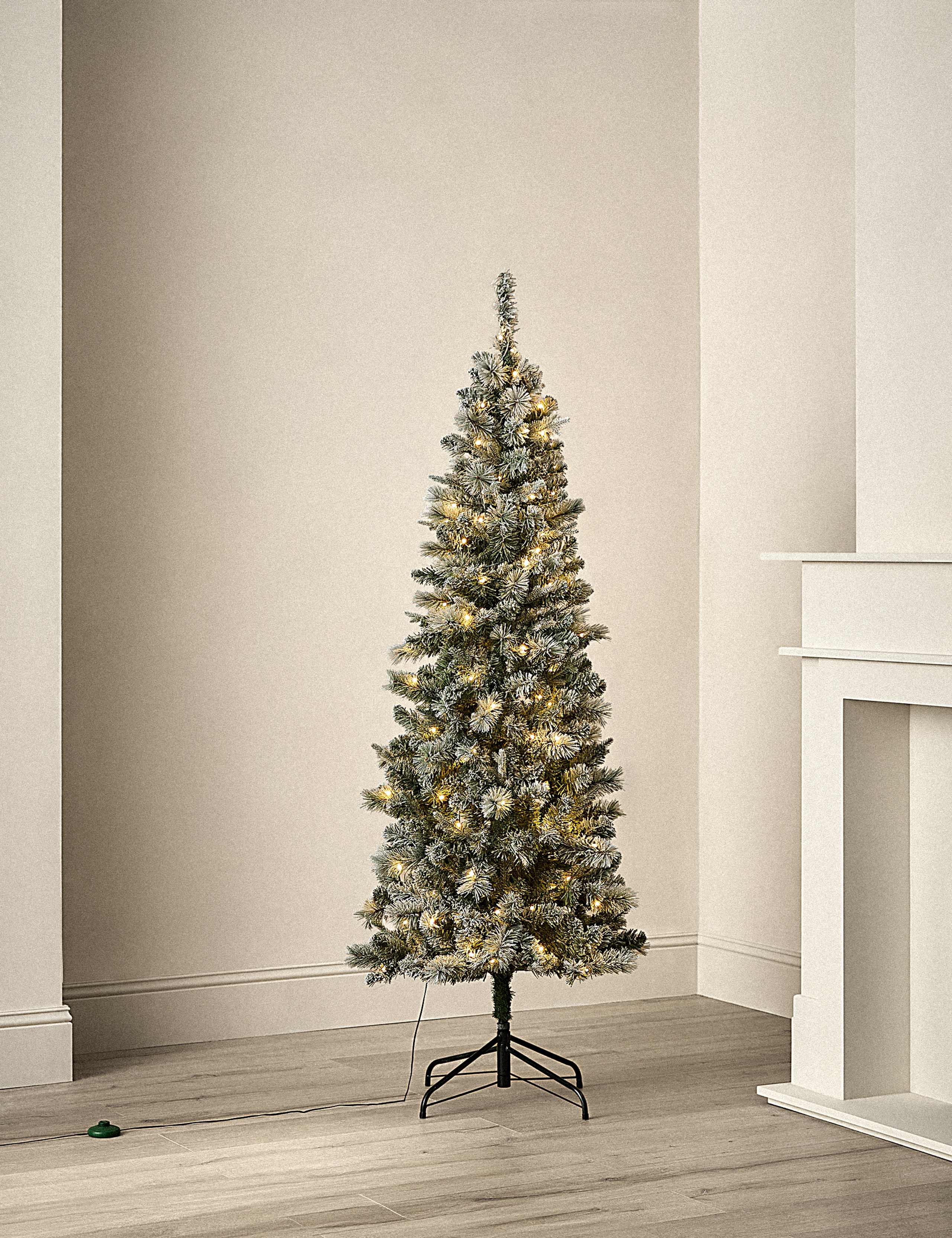6ft Pre-Lit Slim Snowy Monterey Scots Pine Christmas Tree