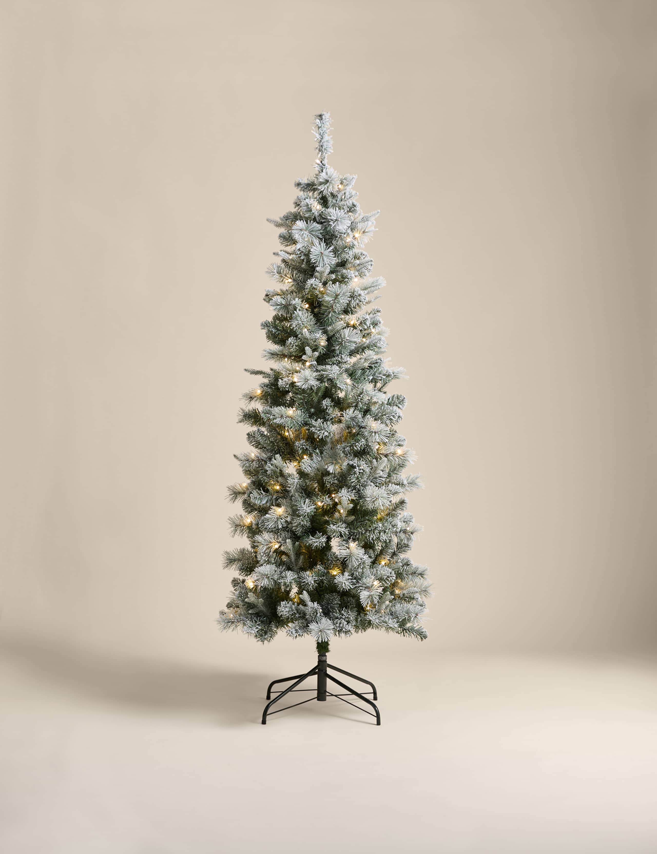 6ft Pre-Lit Slim Snowy Monterey Scots Pine Christmas Tree