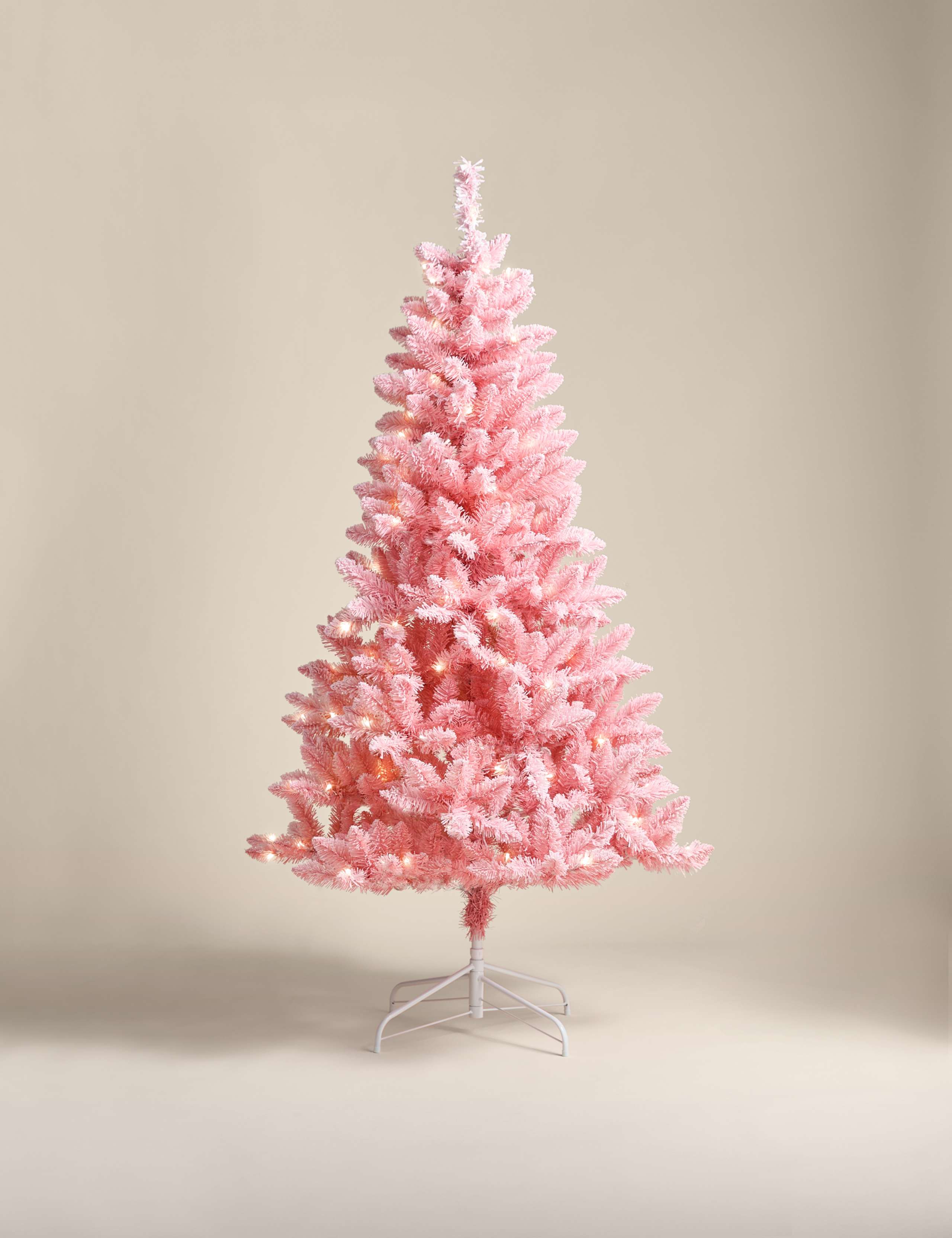 6ft Pre-Lit Snowy Pink Christmas Tree