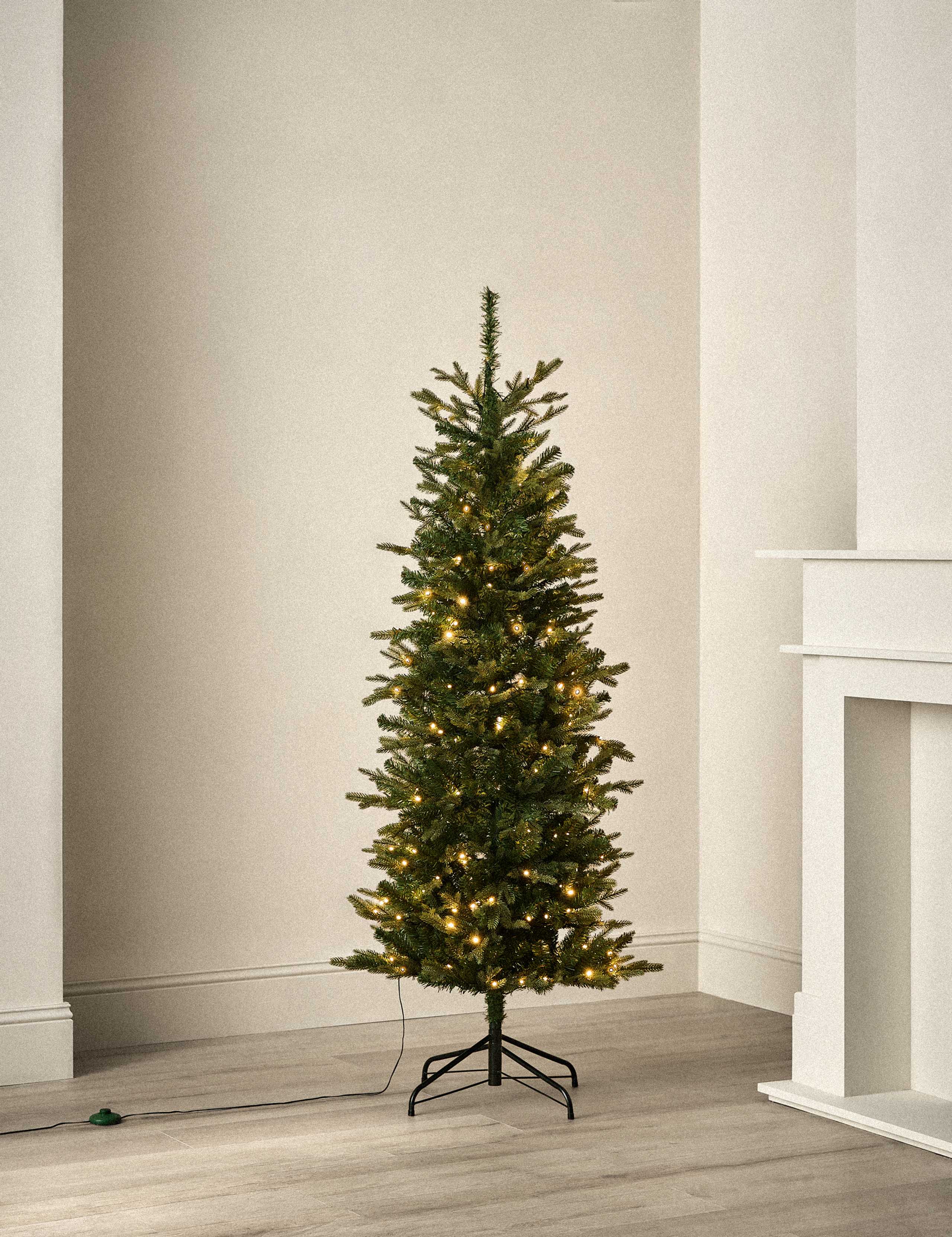 6ft Pre-Lit Slim Grand Fir Christmas Tree