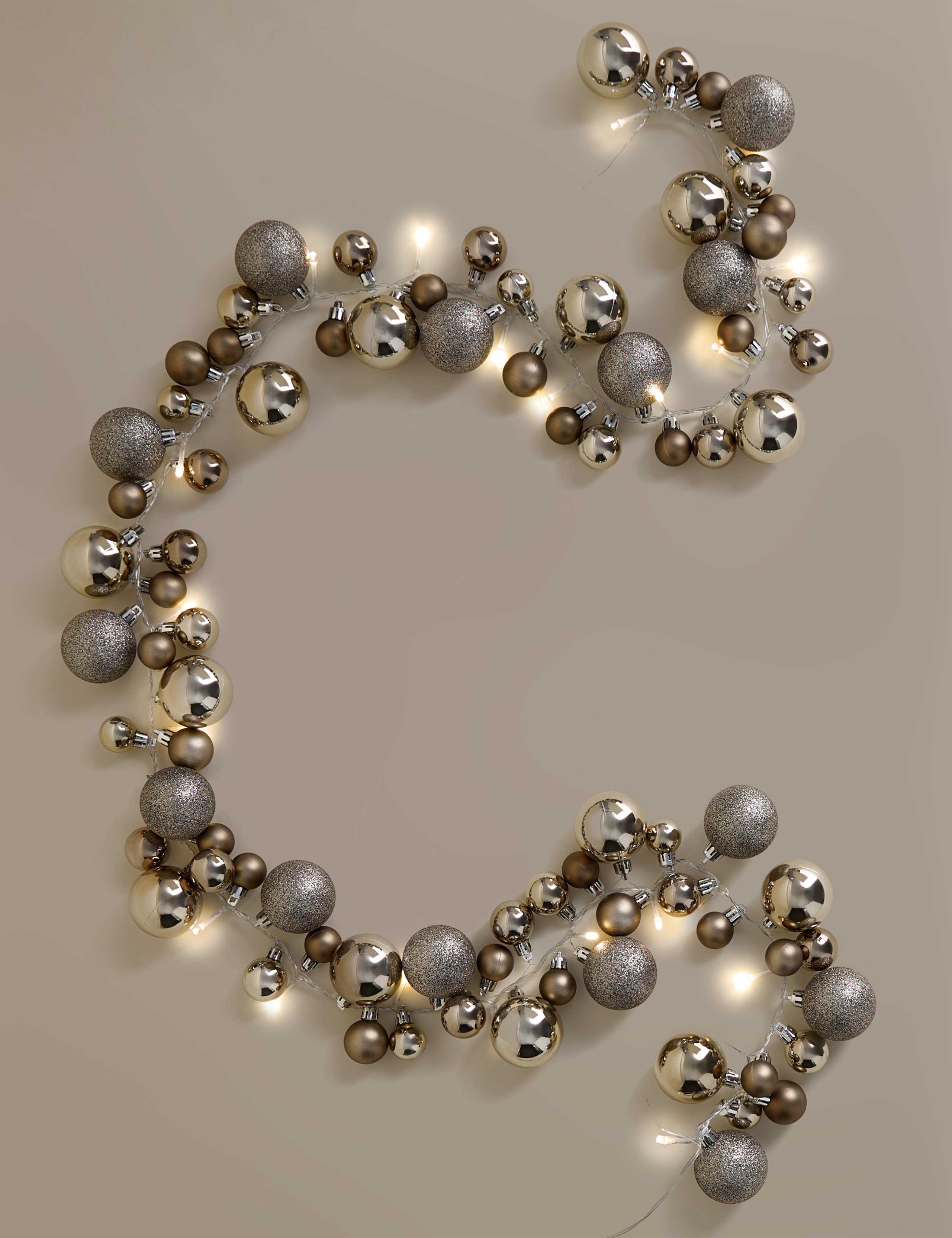 Light Up Silver Bauble Garland