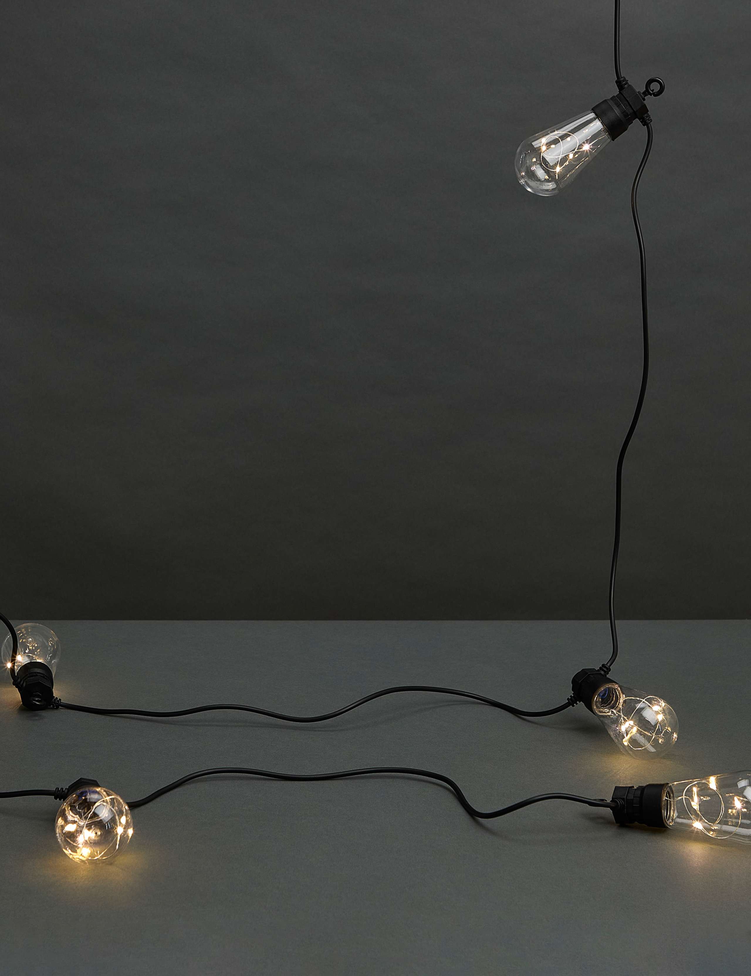 10 Warm White LED Solar Festoon Lights