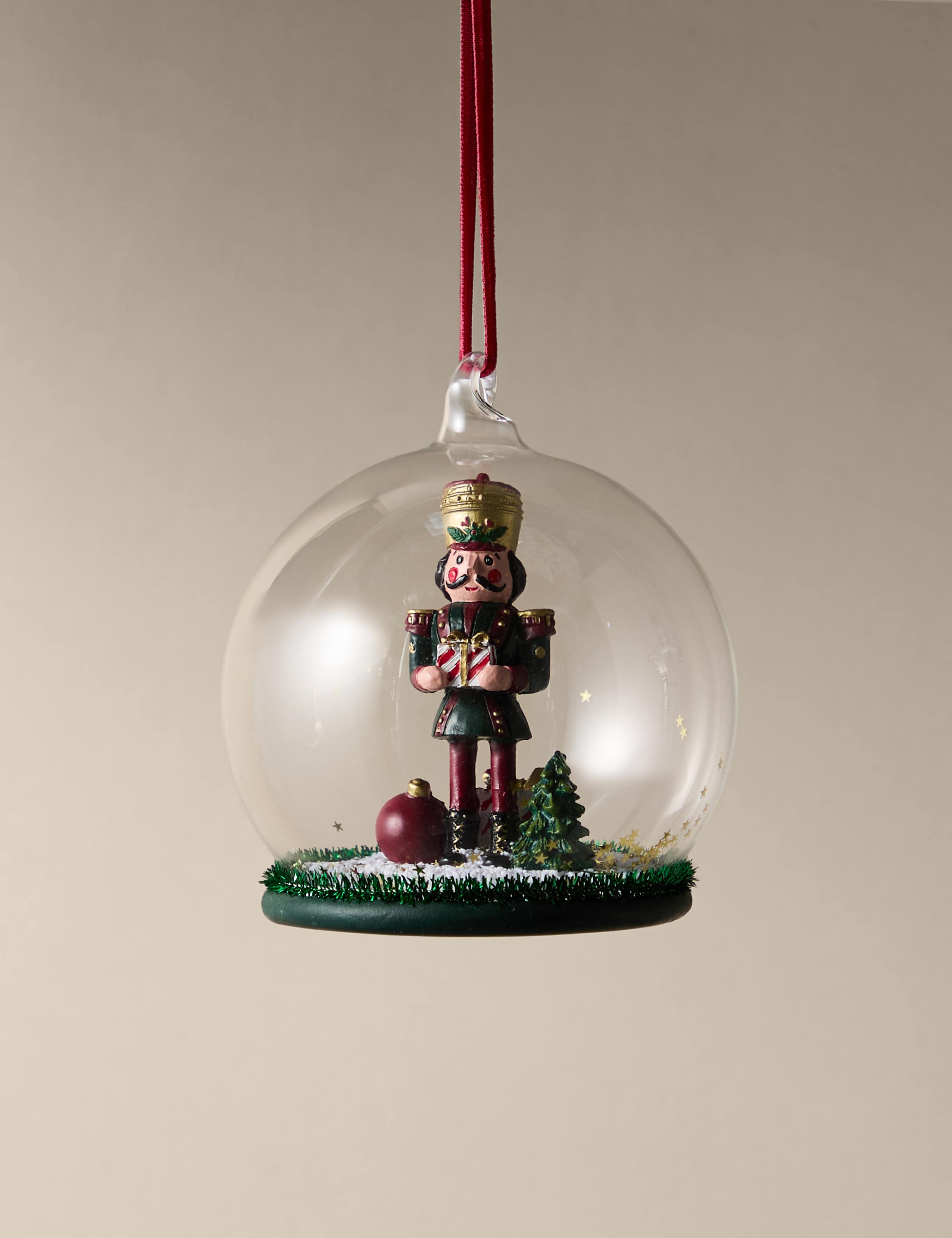 Hanging Nutcracker Cloche Decoration