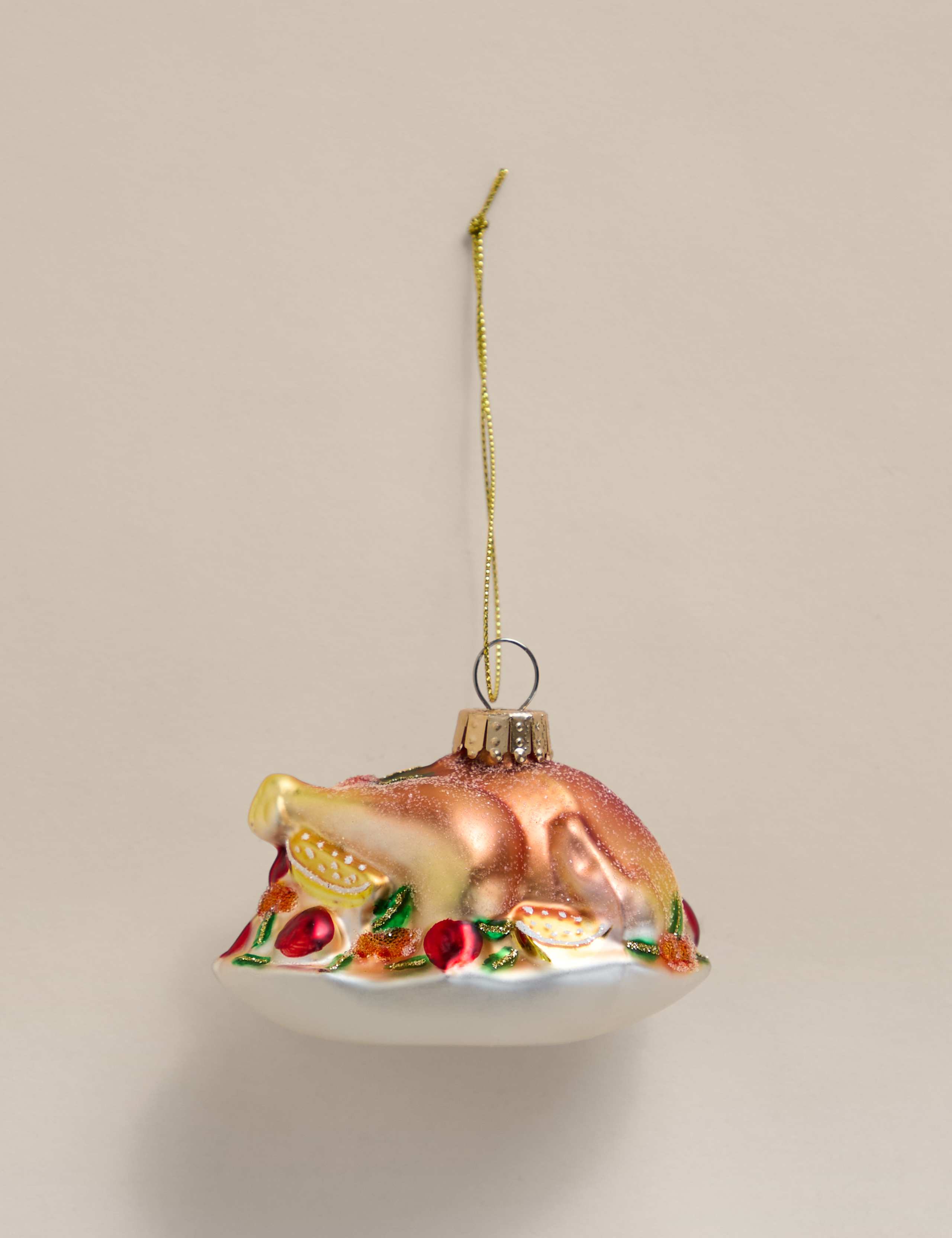 Roast Turkey Glass Hanging Decoration