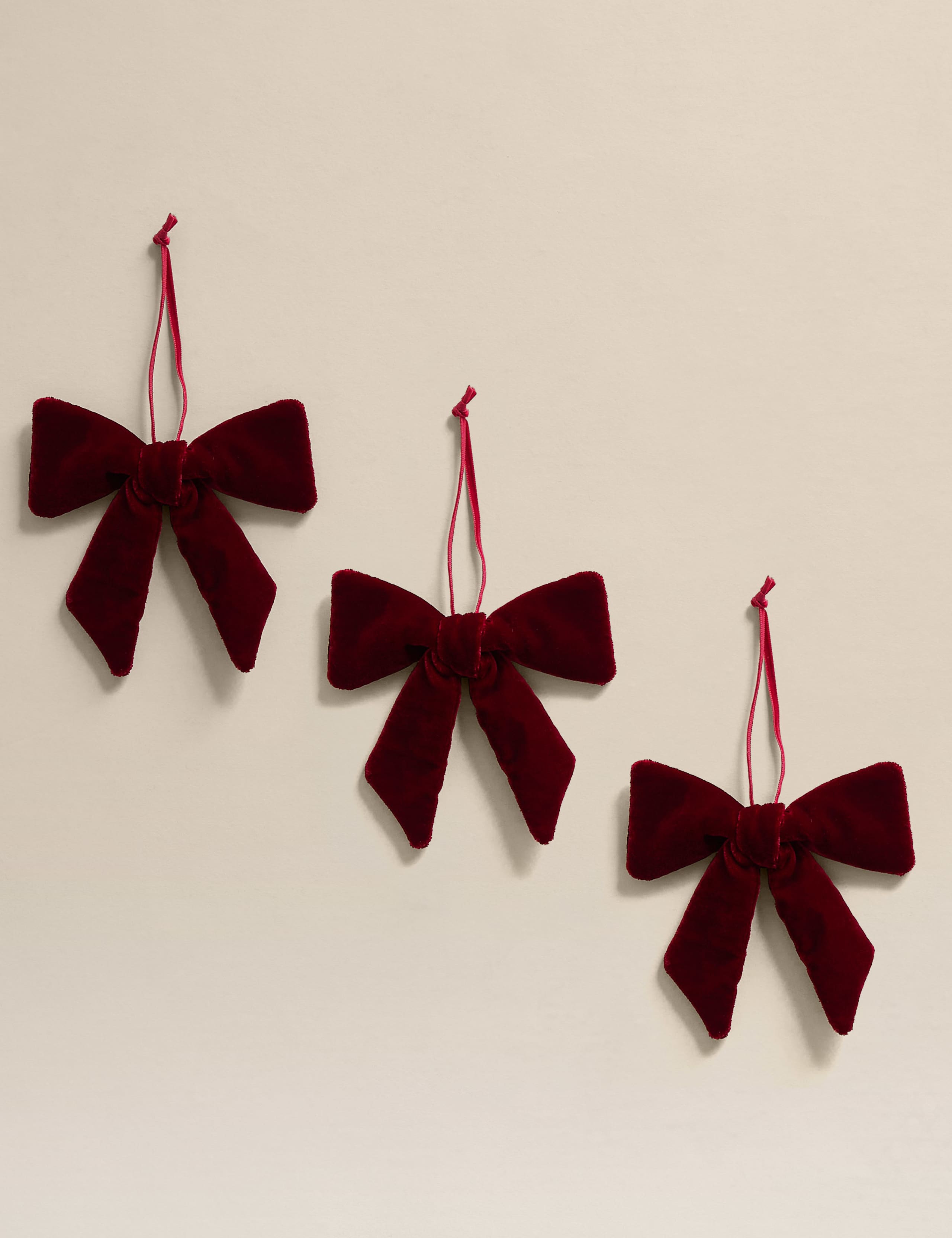 3pk Velvet Hanging Bow Decorations