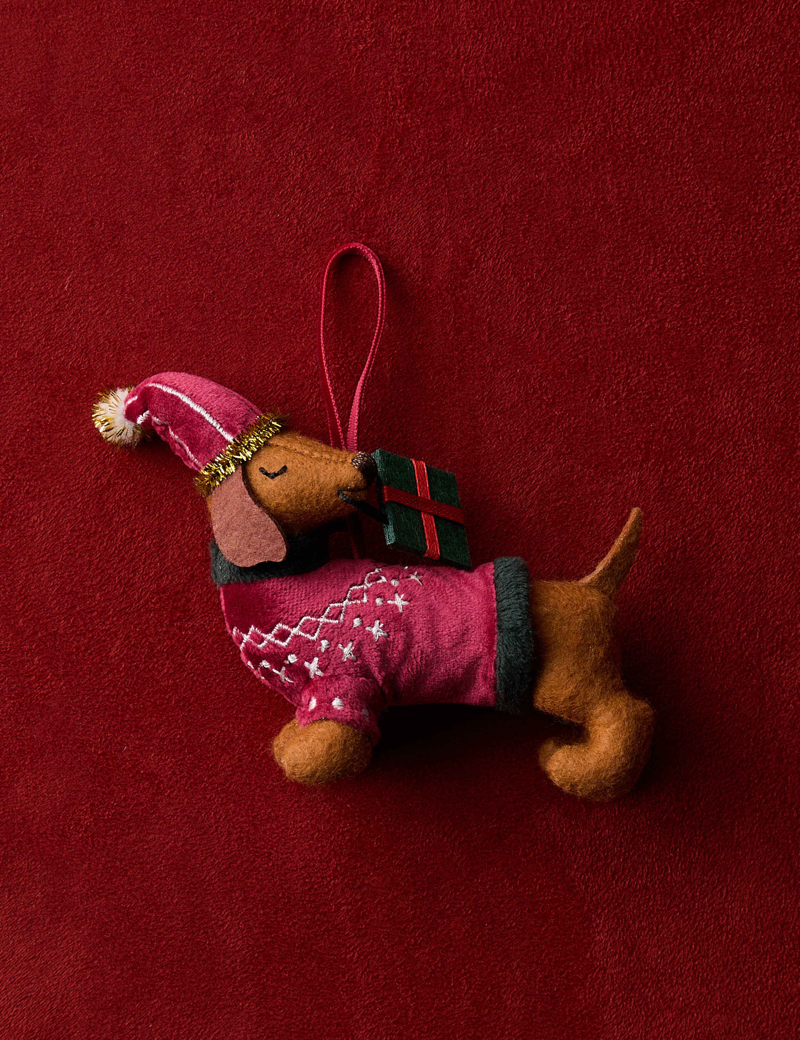 Felt Hanging Sausage Dog Decoration