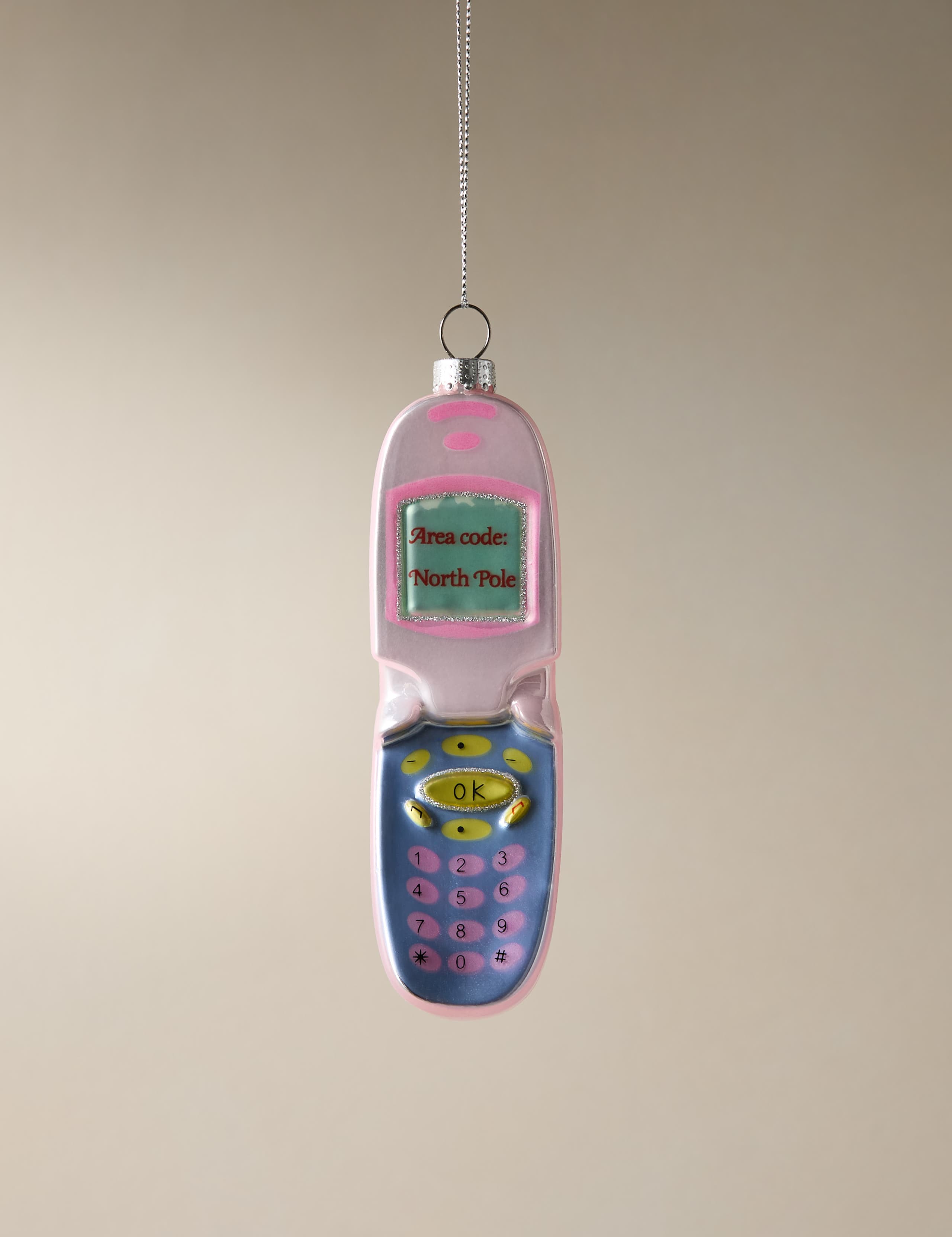 Glass Hanging Flip Phone Decoration