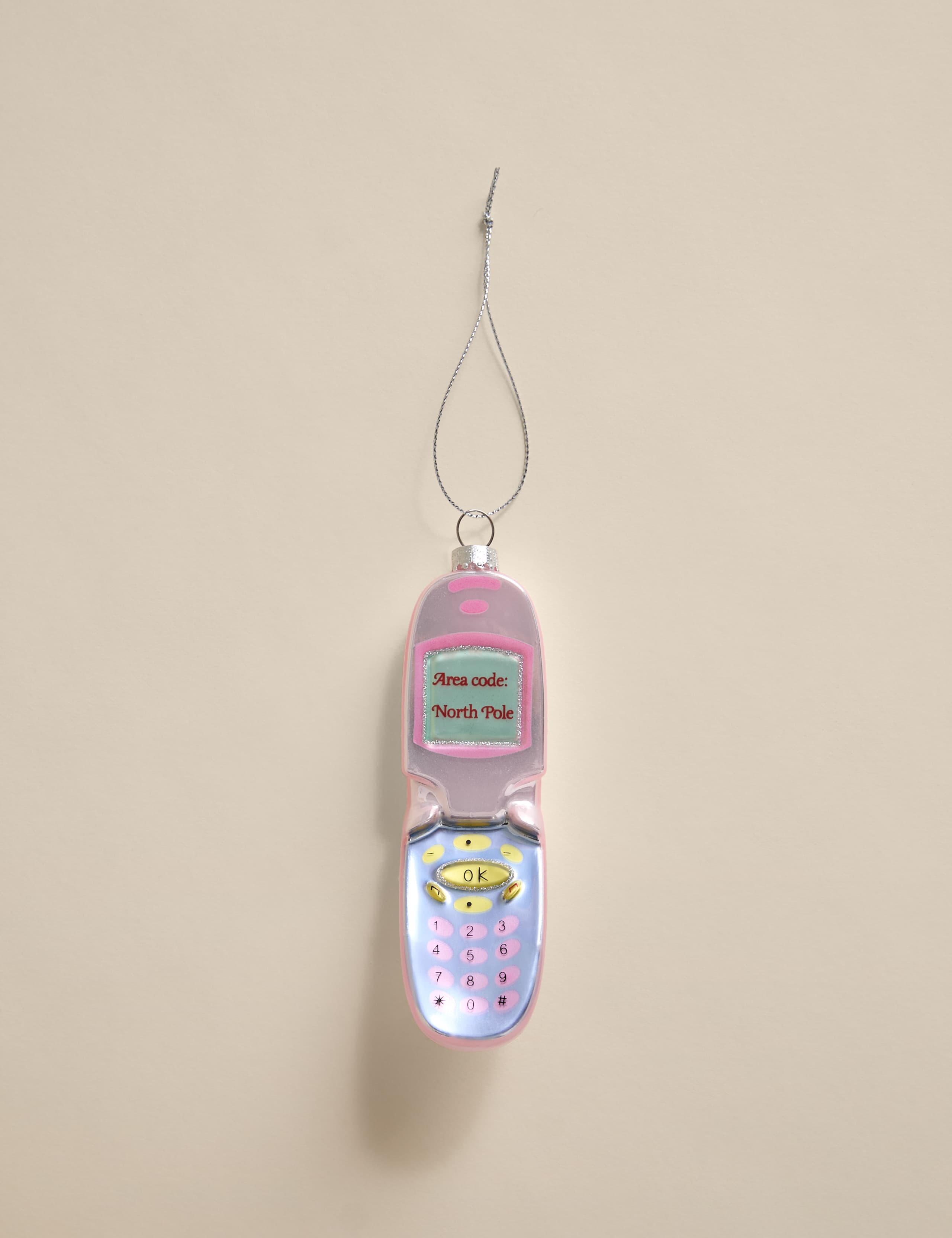 Glass Hanging Flip Phone Decoration