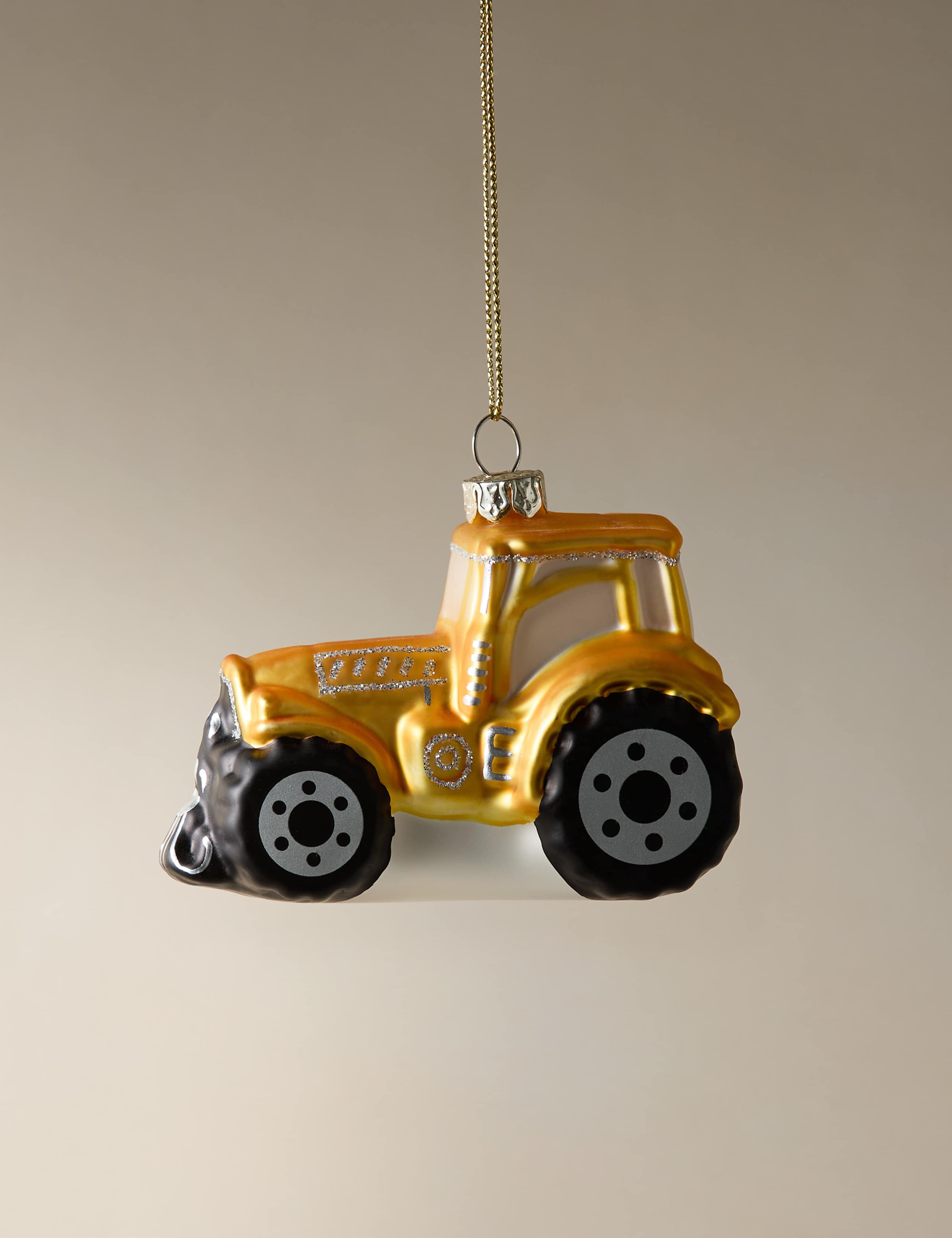 Glass Hanging Tractor Decoration