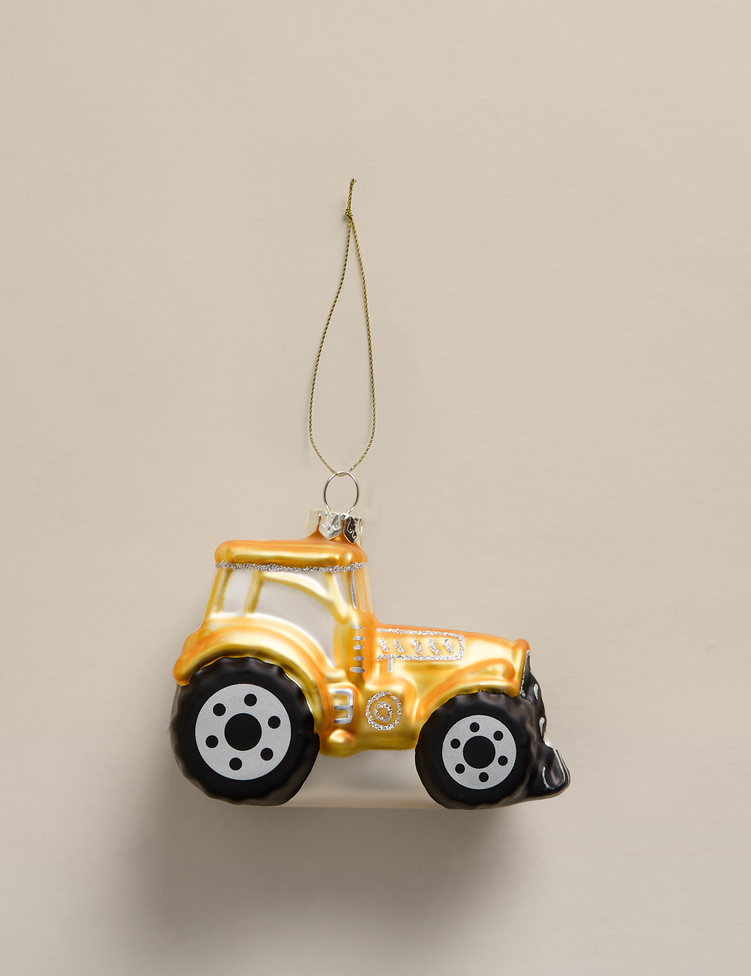 Glass Hanging Tractor Decoration