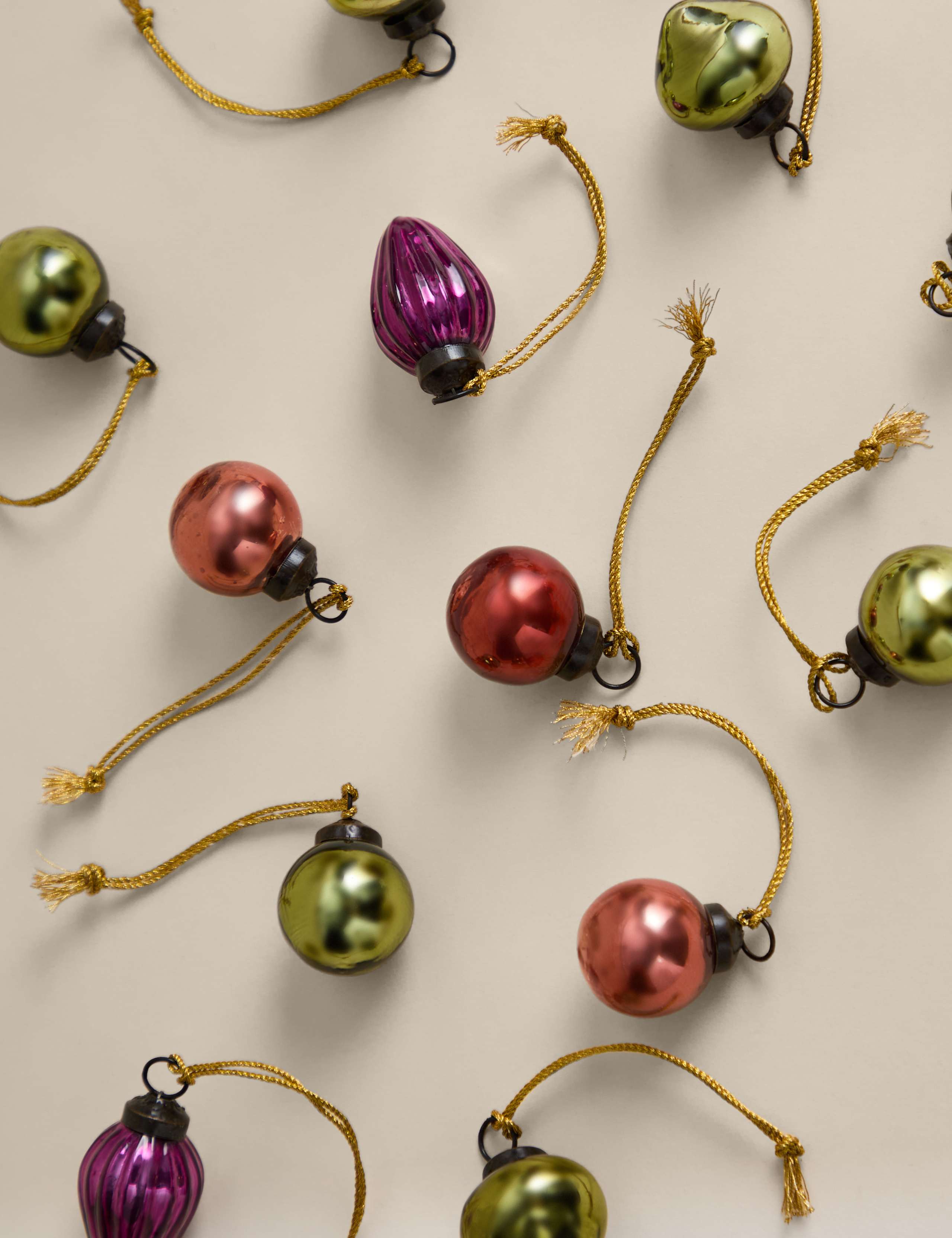 12pk Multicoloured Glass Mini Baubles