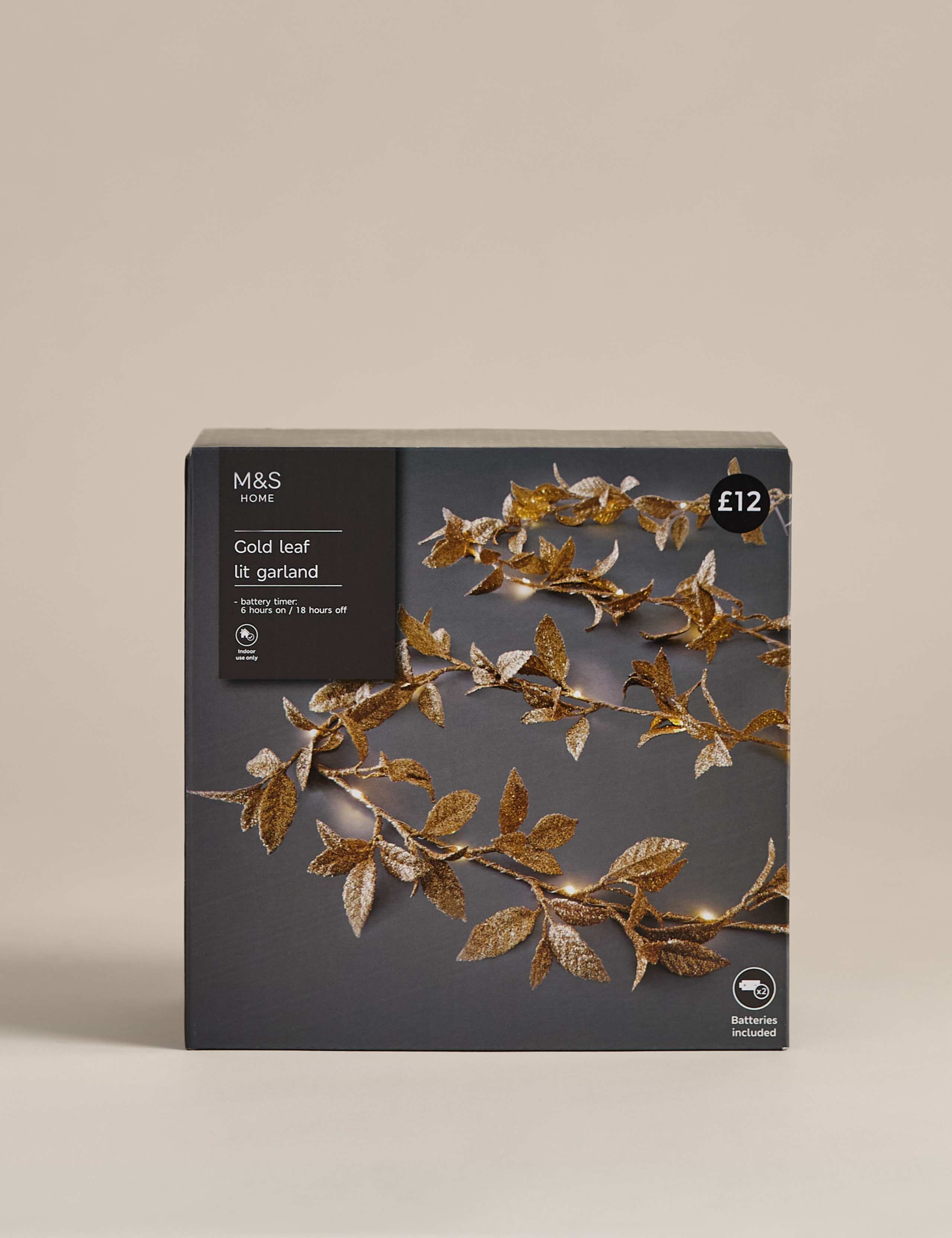 Pre-Lit Gold Leaf Garland