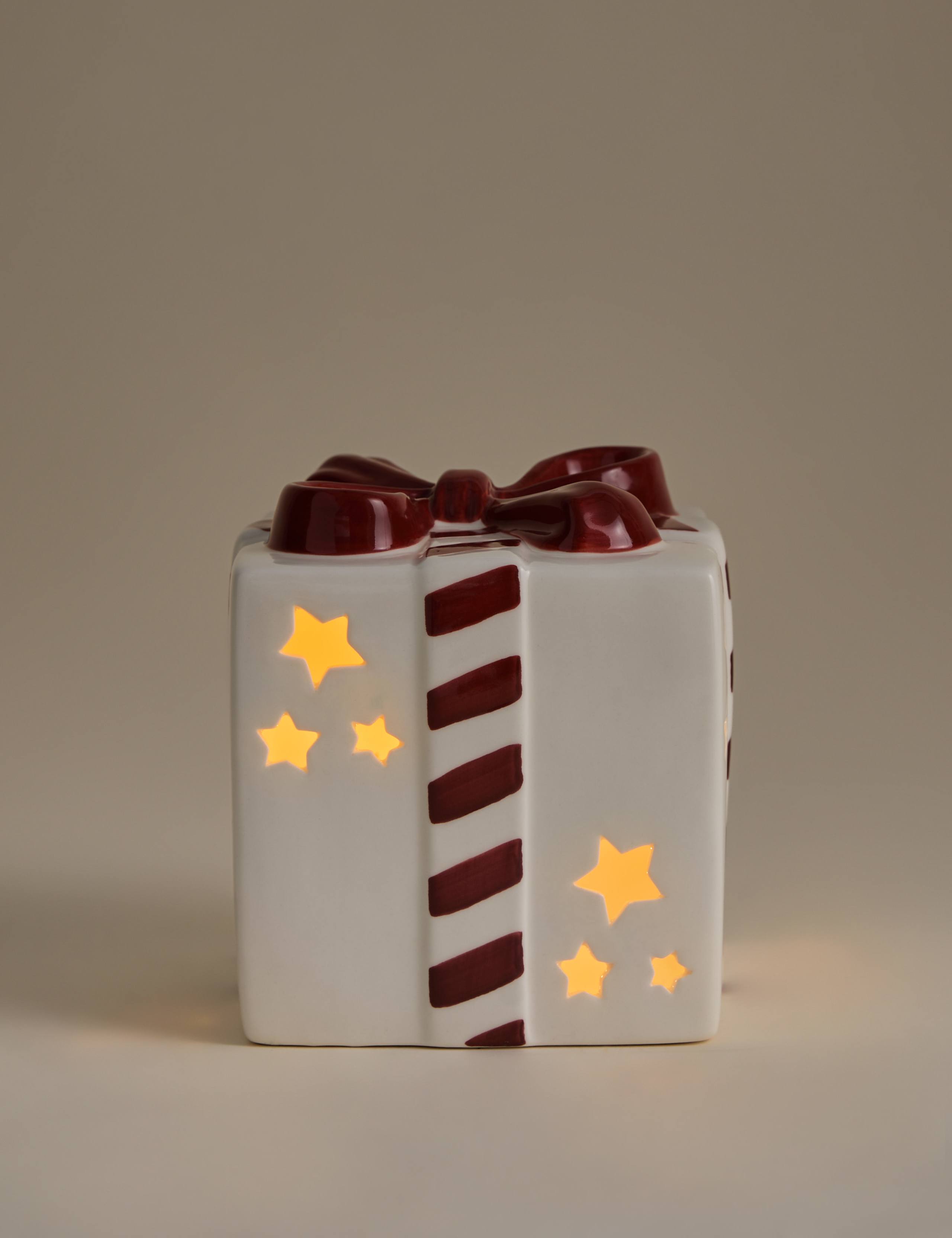 Light Up Ceramic Present Decoration