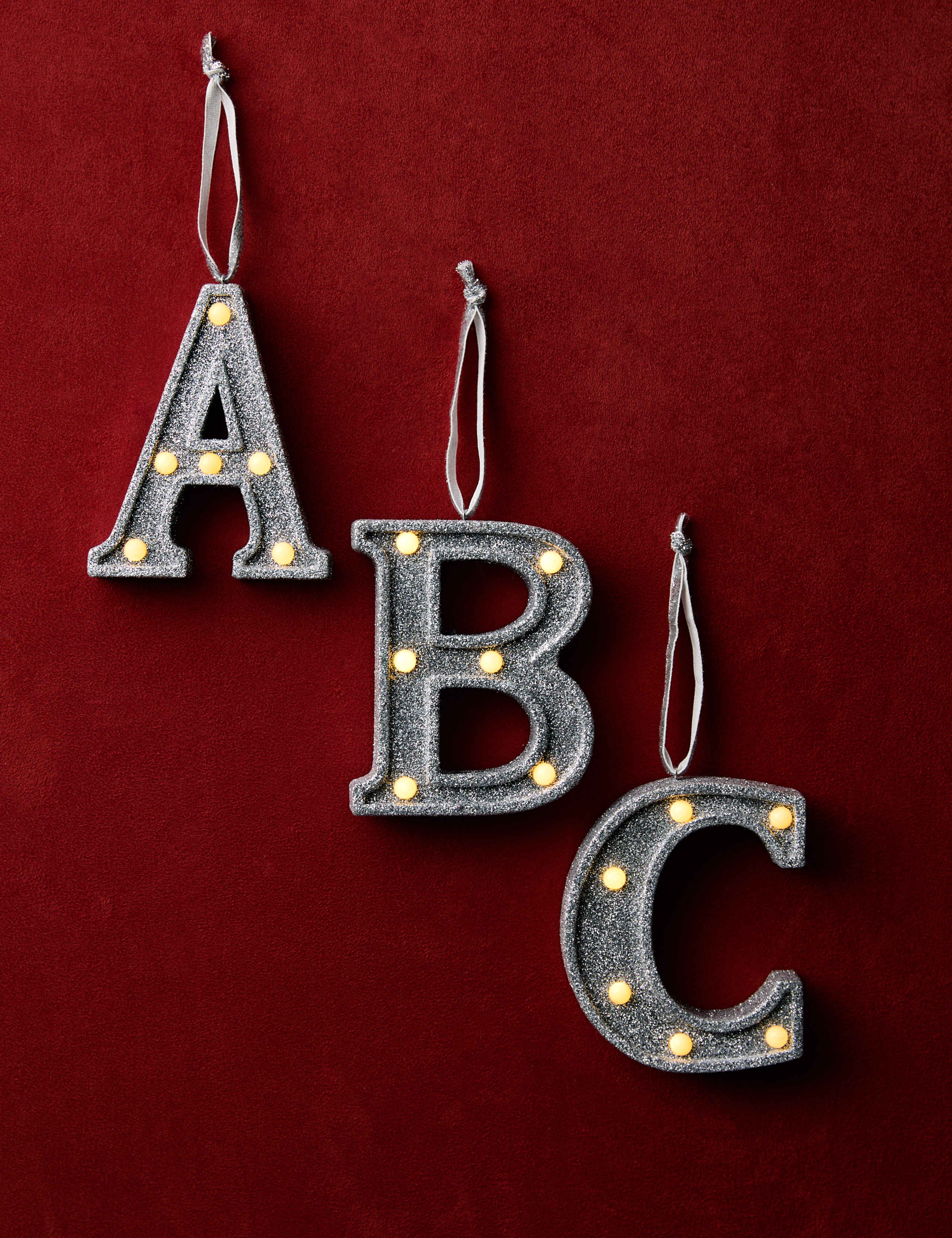 Glitter Light Up Alphabet Hanging Decoration