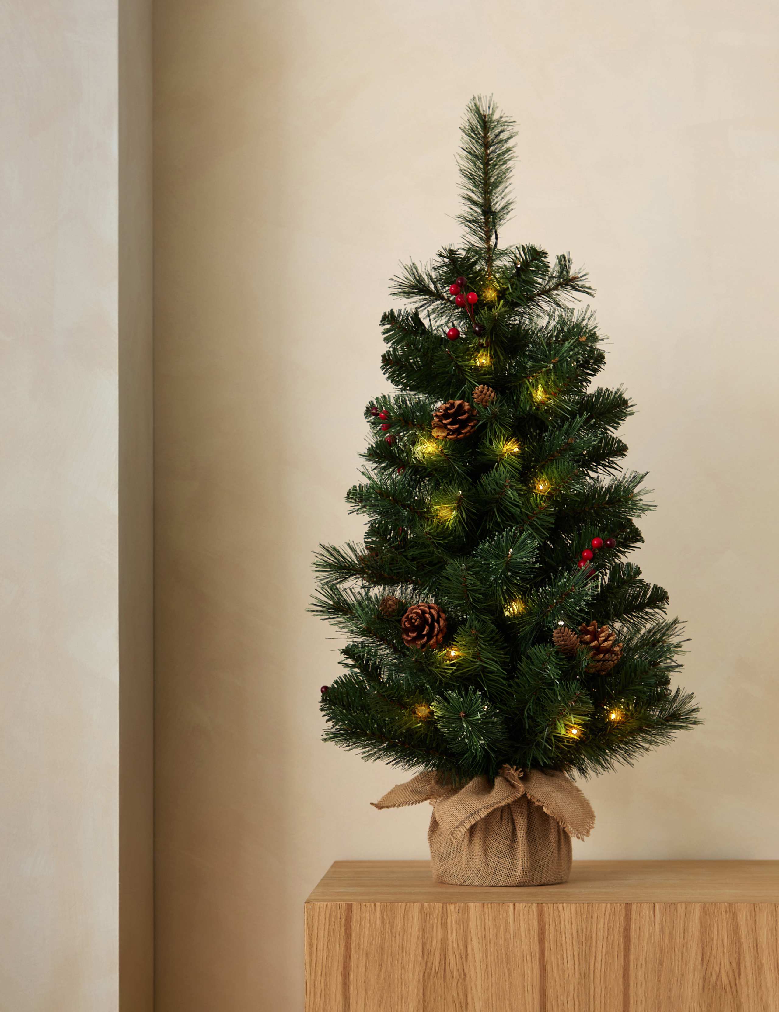 3ft Pre-Lit Berry Pine Christmas Tree
