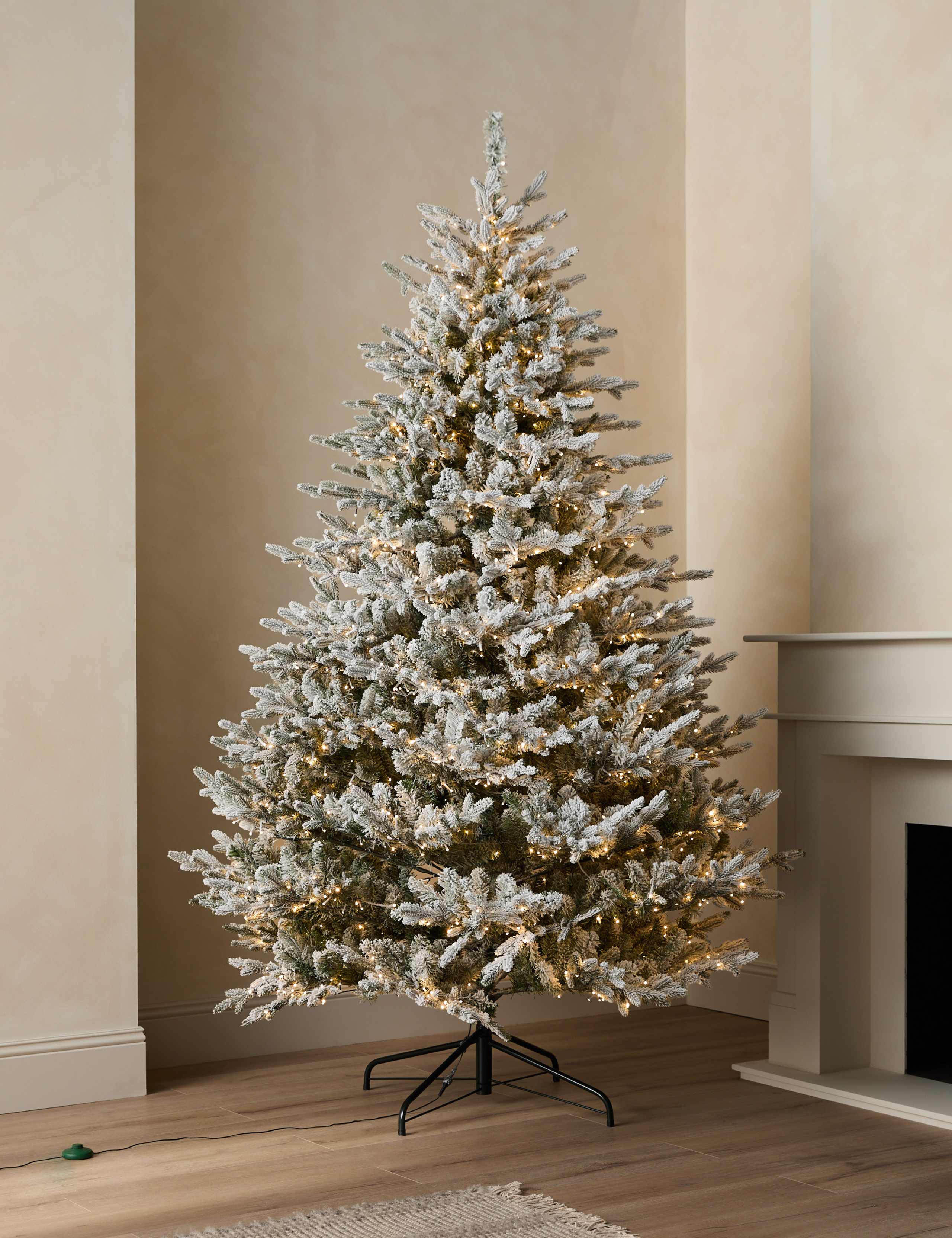 8ft Pre-Lit Snowy Grand Fir Christmas Tree