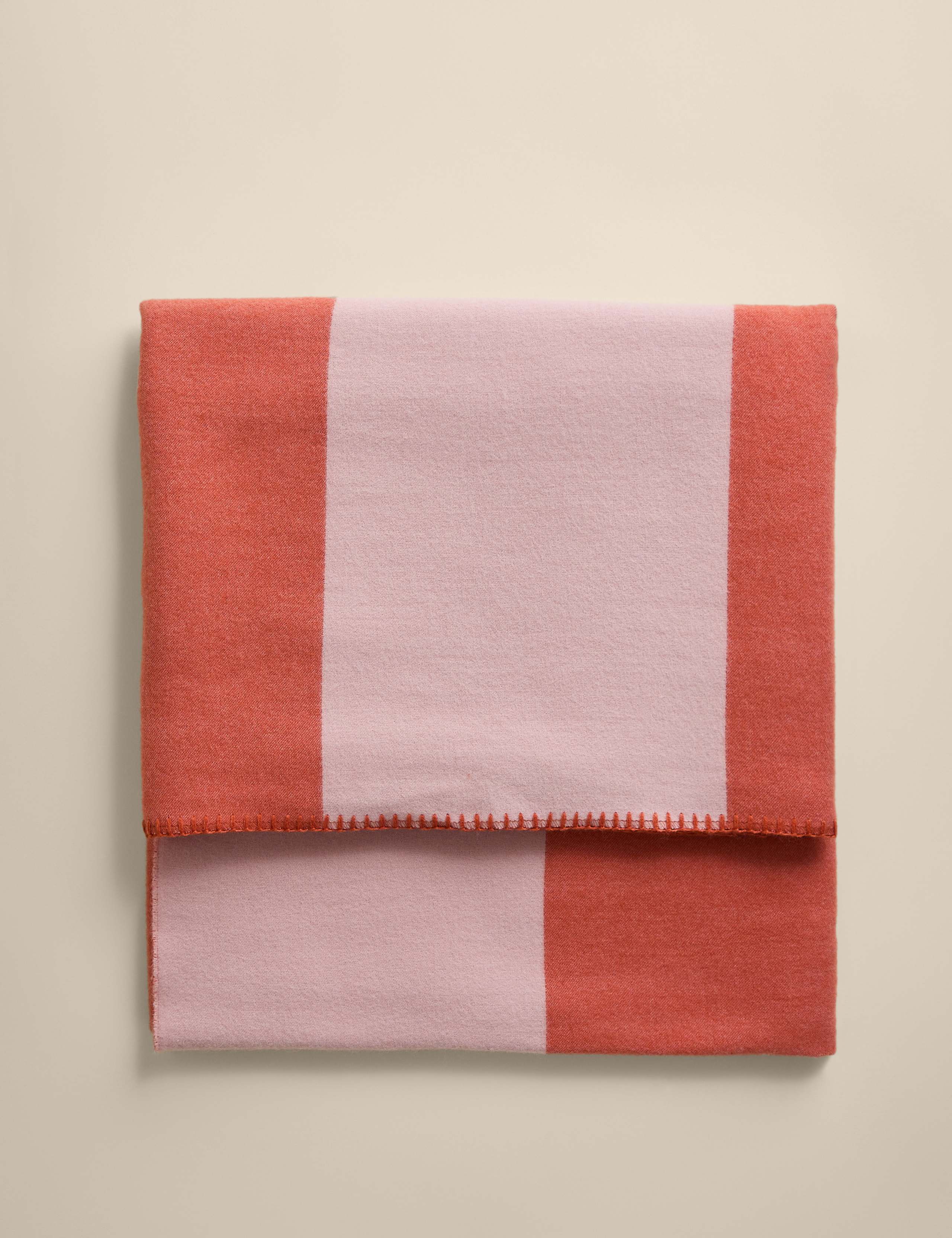 Wool Blend Woven Striped Large Throw