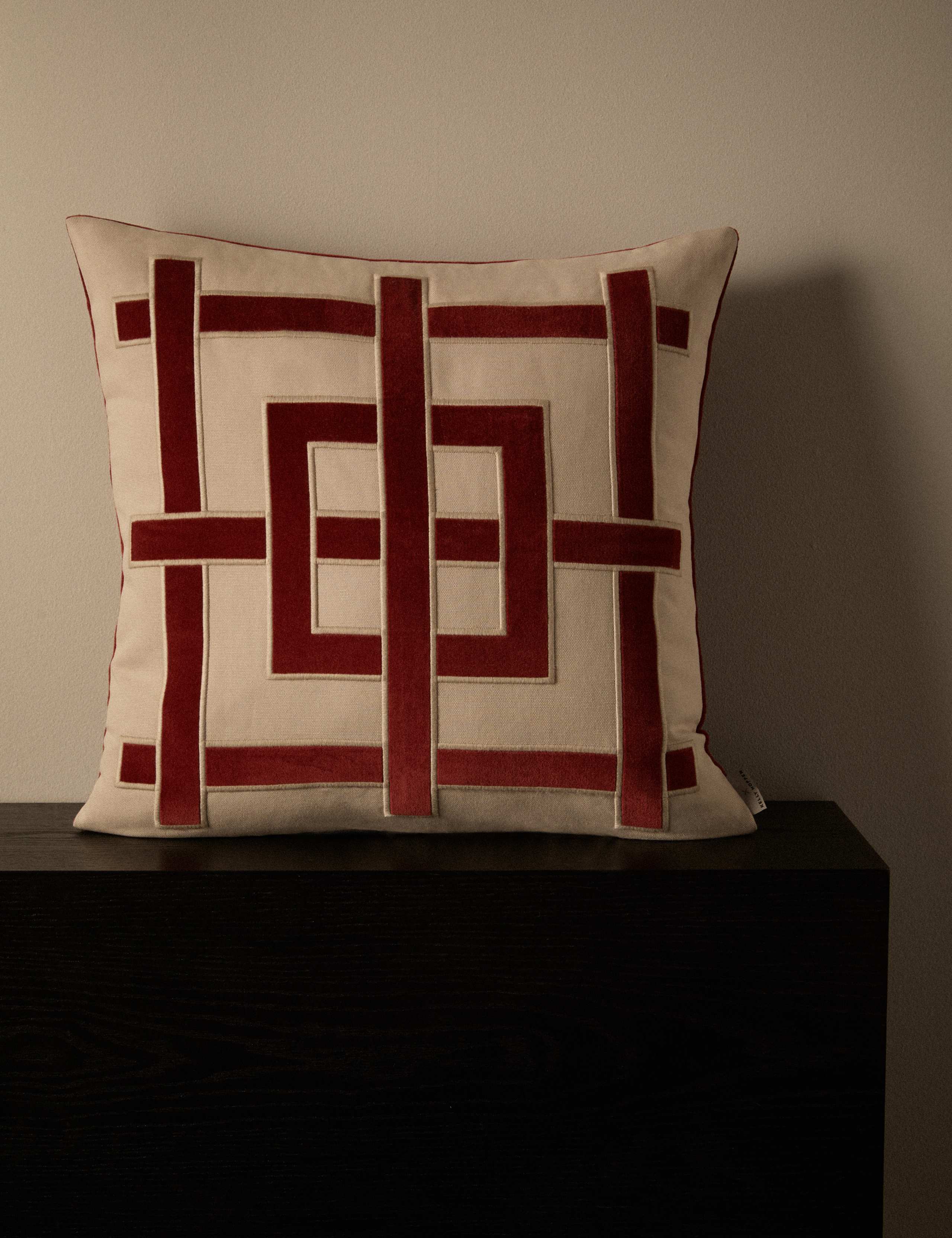 Pure Cotton Geometric Appliqué Cushion