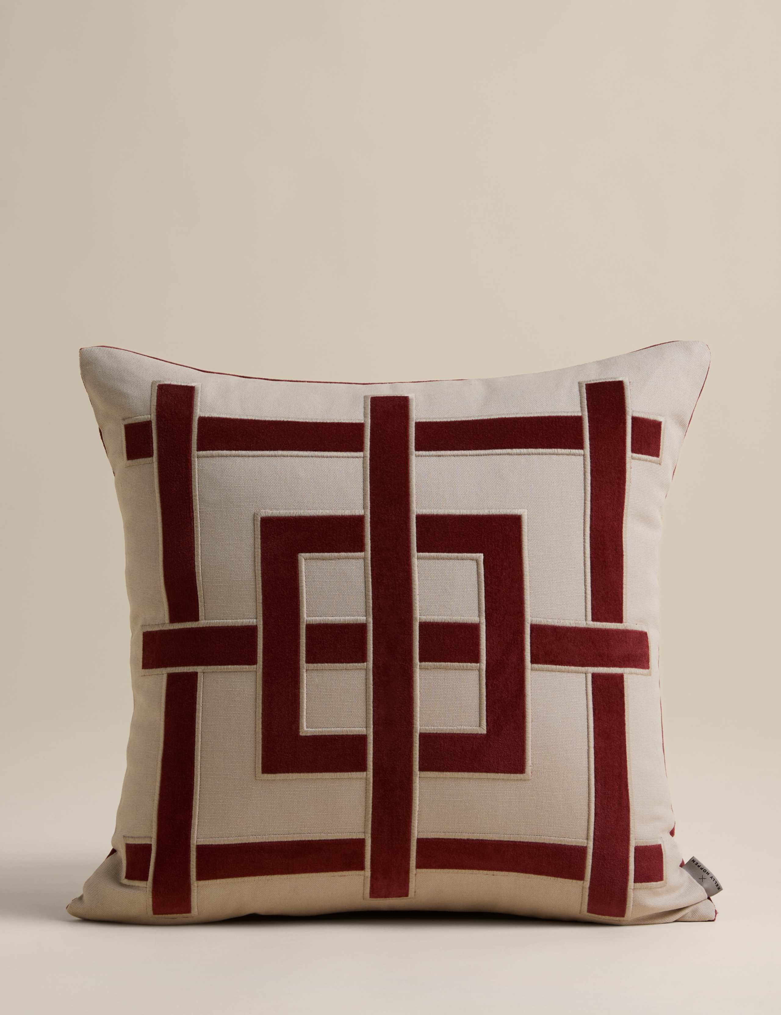 Pure Cotton Geometric Appliqué Cushion