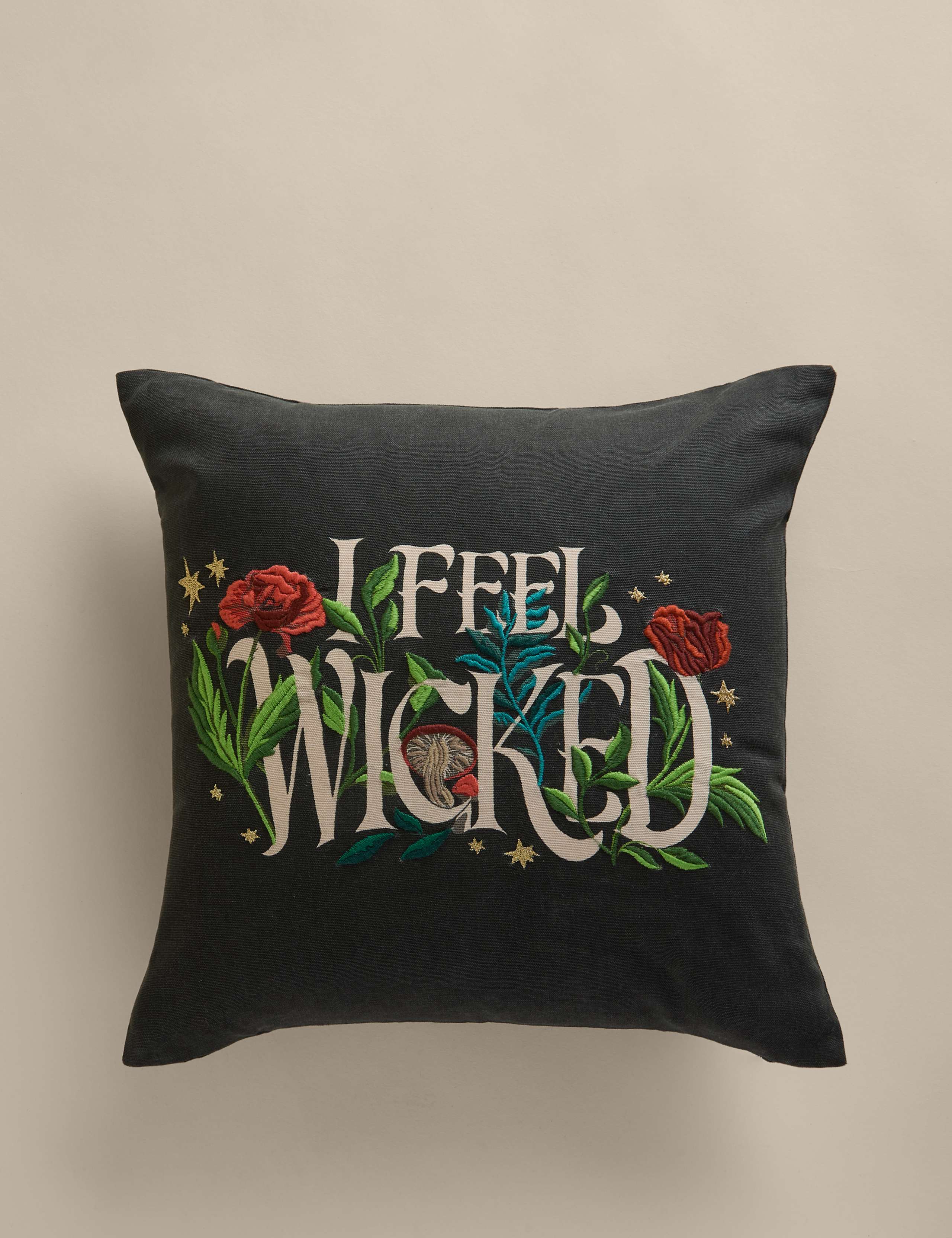 Pure Cotton Wicked Slogan Cushion