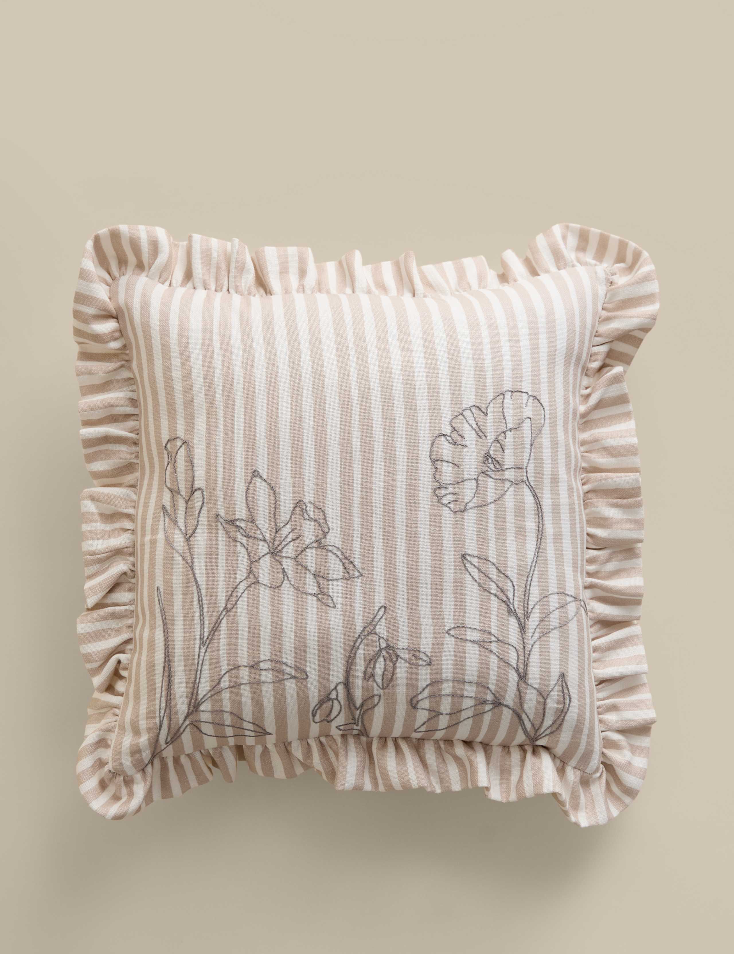 Pure Cotton Floral Embroidered Cushion