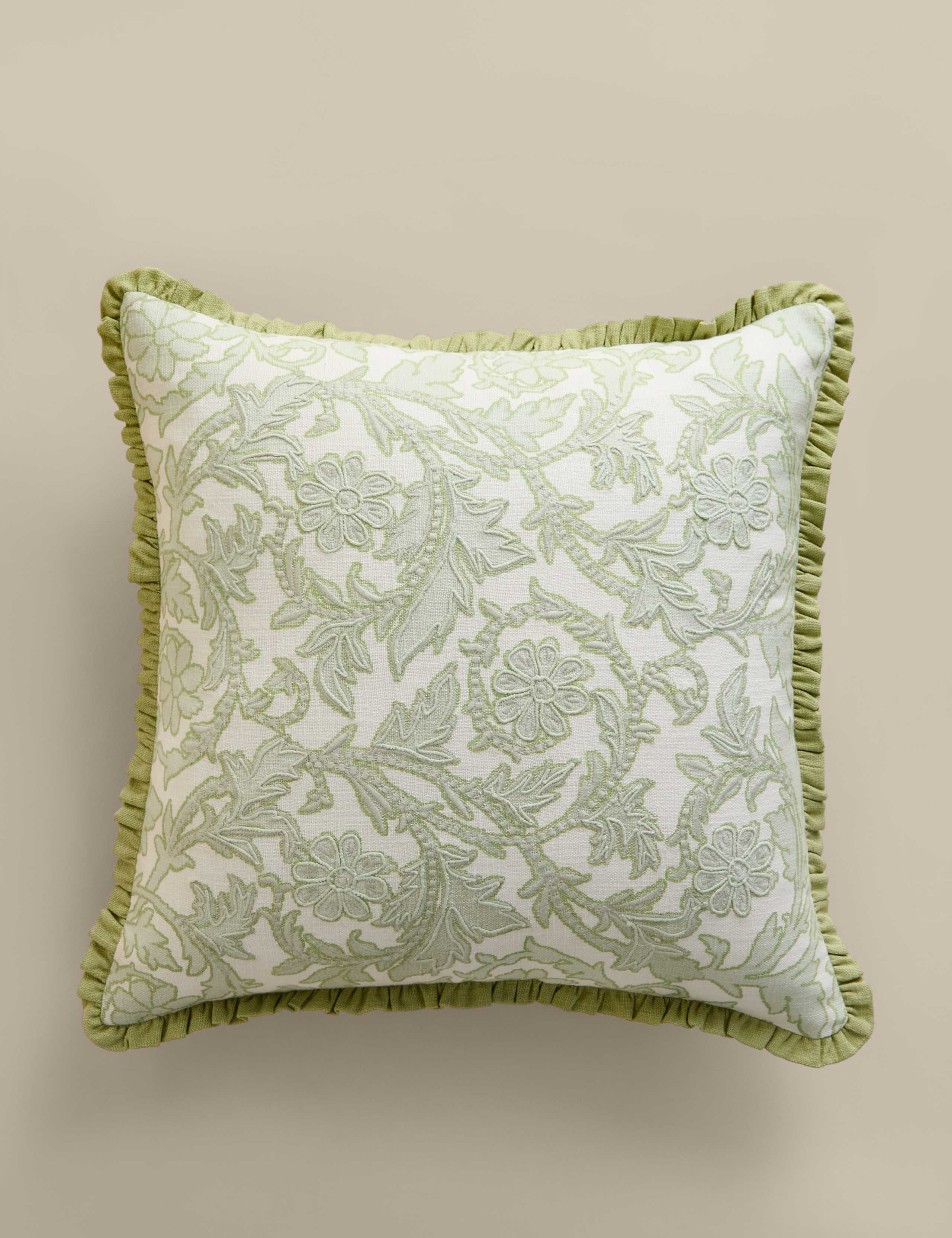 Pure Cotton Floral Embroidered Cushion